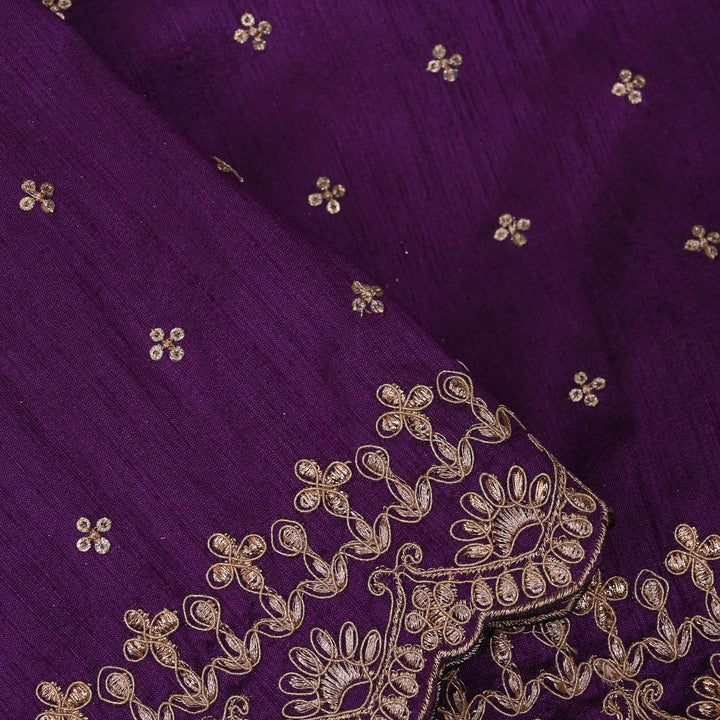 Seance Purple Embroidery Rawsilk Fabric