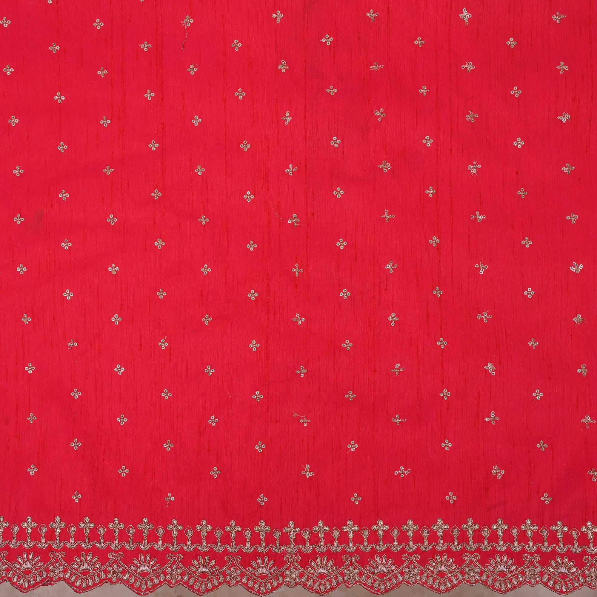 Munsell Red Embroidery Rawsilk Fabric