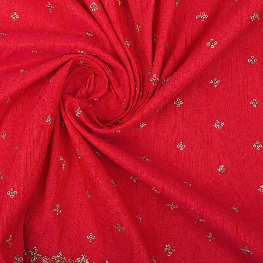 Munsell Red Embroidery Rawsilk Fabric