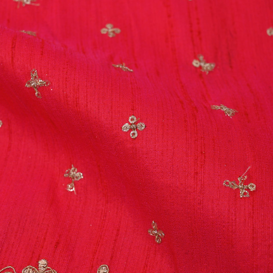 Munsell Red Embroidery Rawsilk Fabric