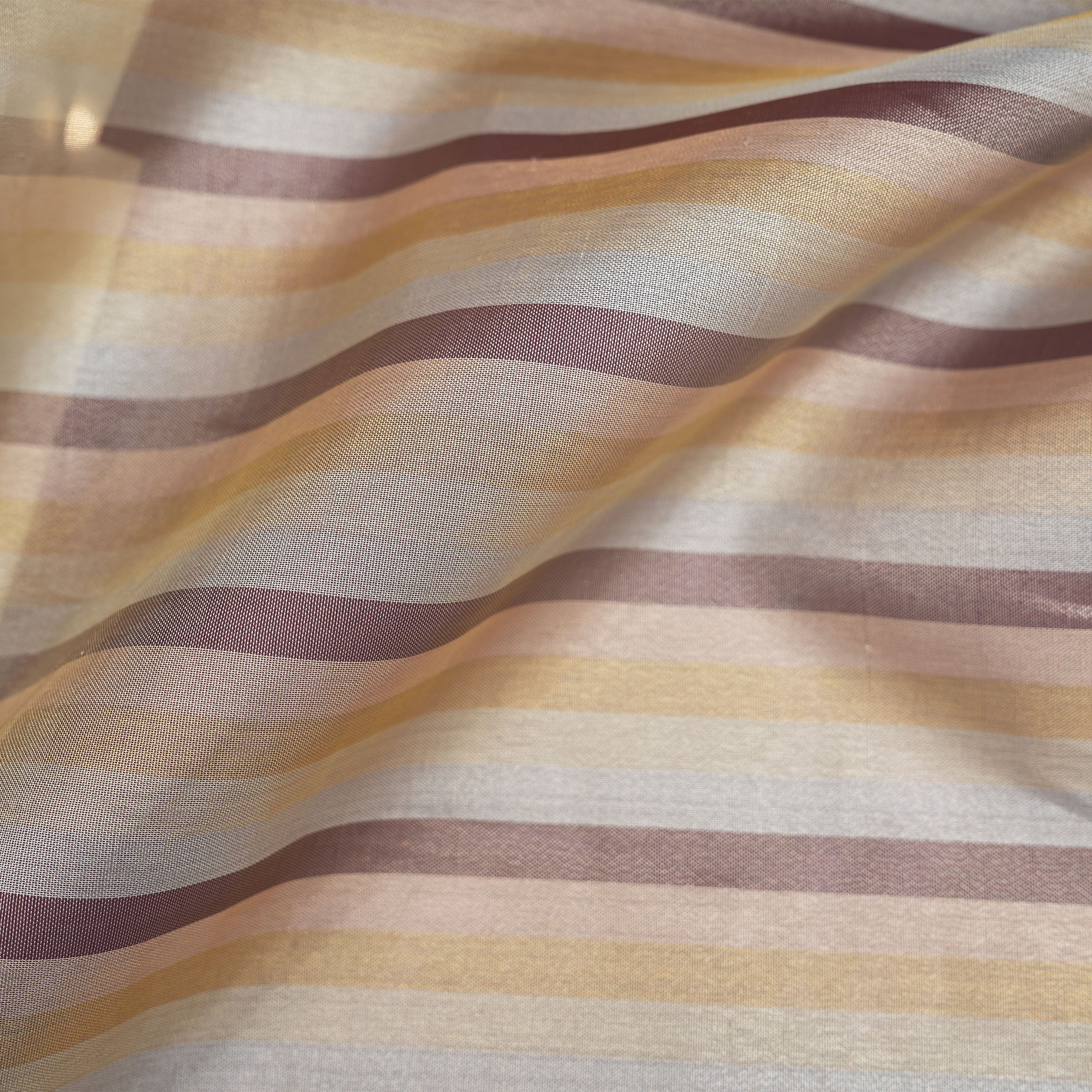 Pastel Terracotta Colours Horizontal Striped Tissue Fabric