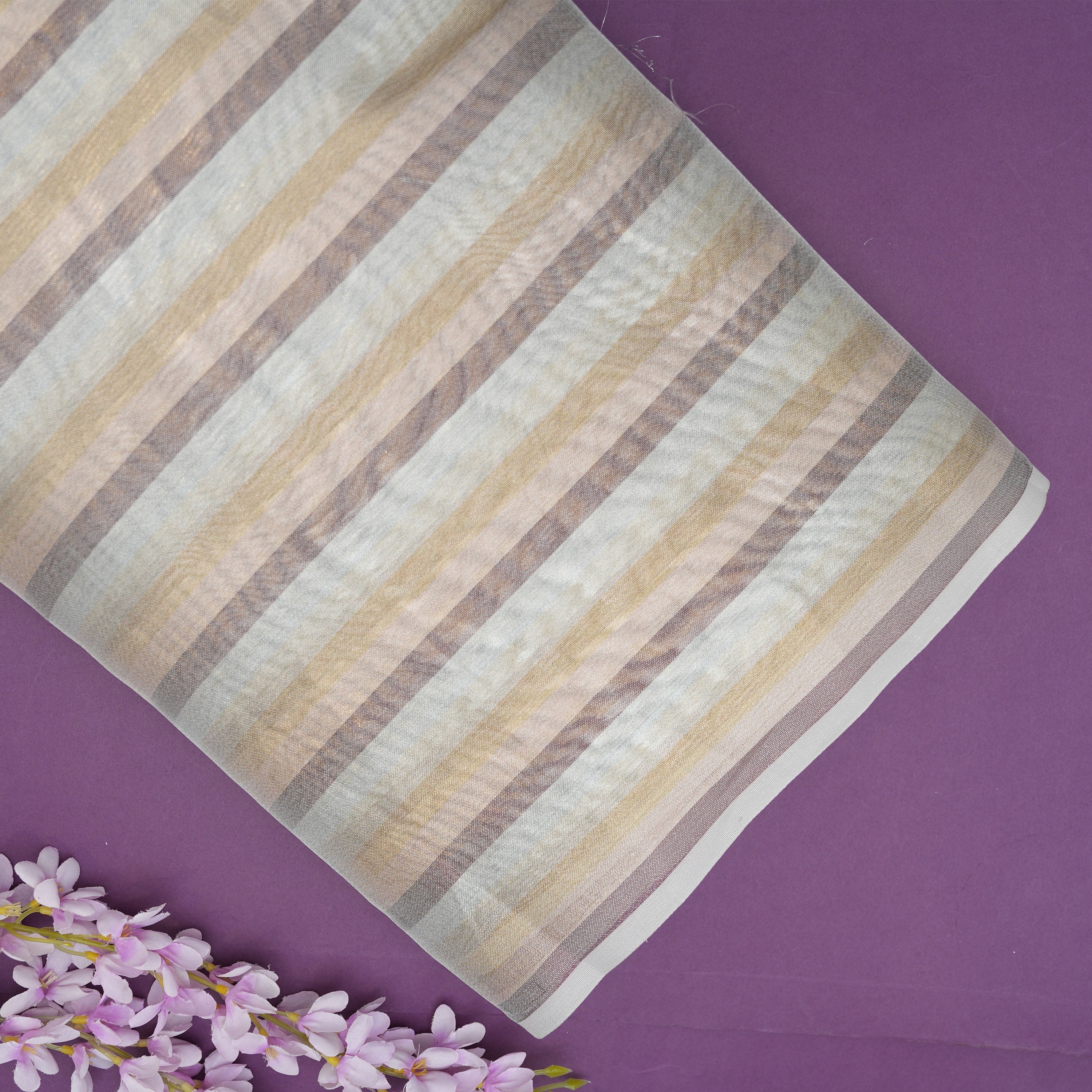 Pastel Earthy Colors Striped Tissue Fabric