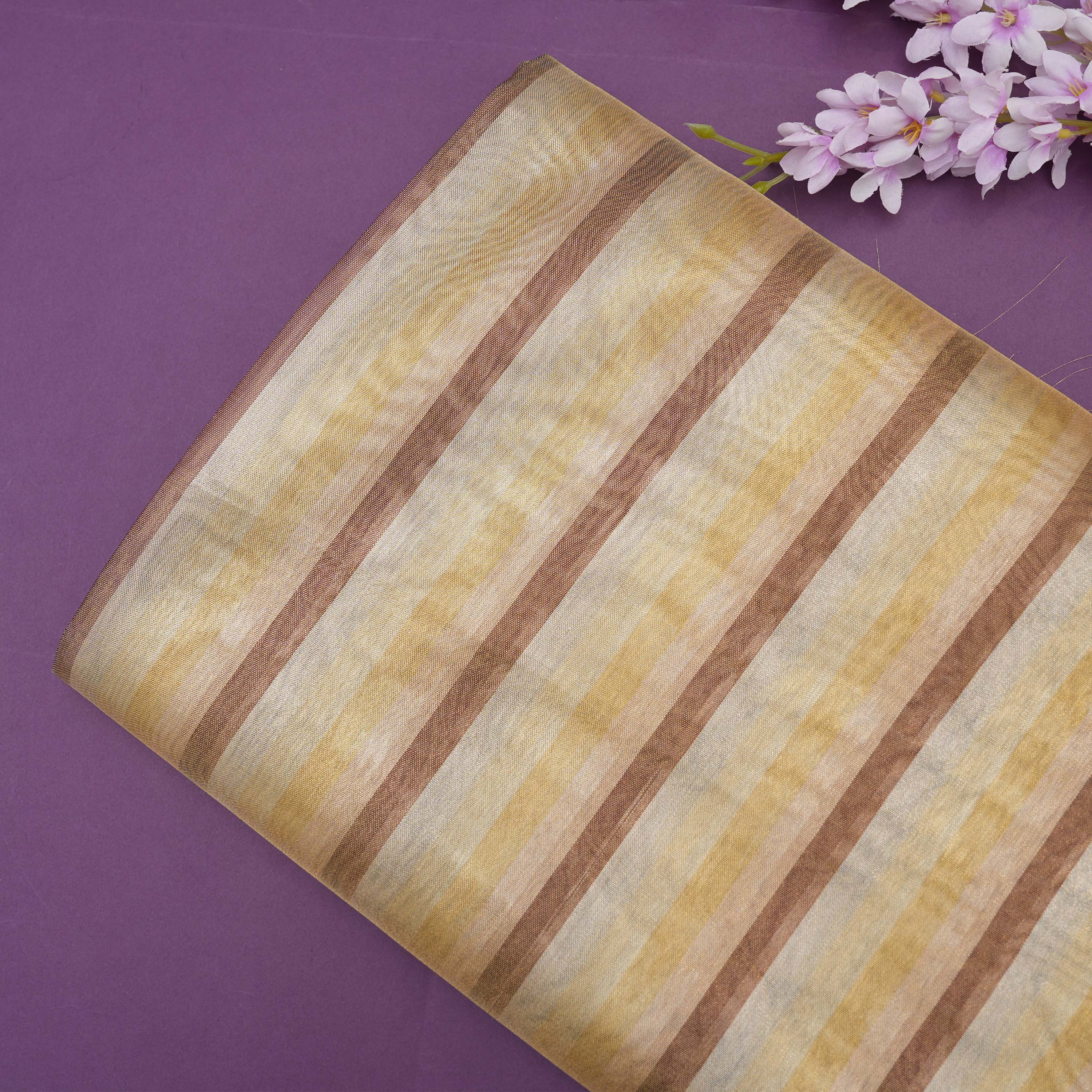 Smoked White Striped Tissue Fabric