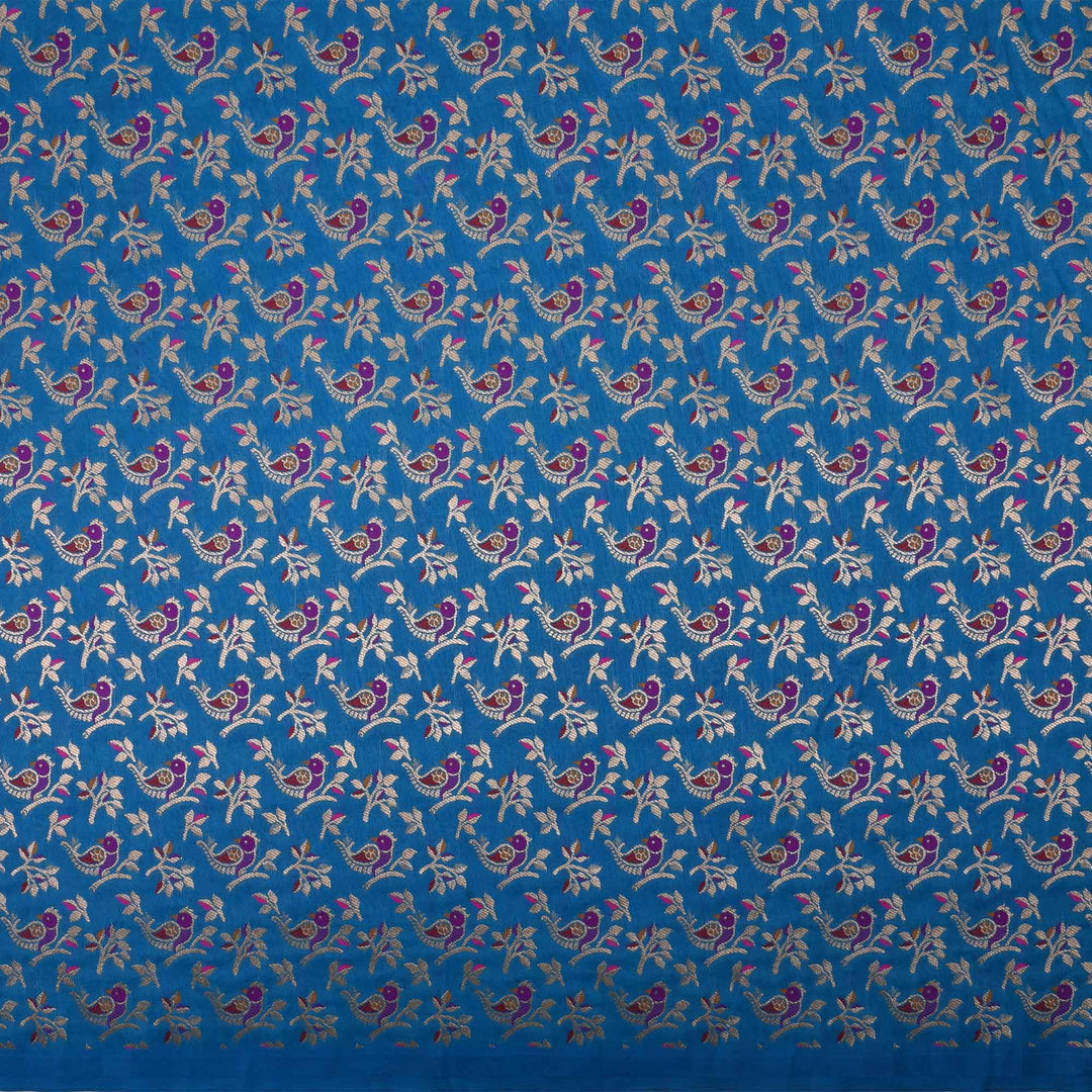 Dell Blue Meenakari Banarasi Fabric