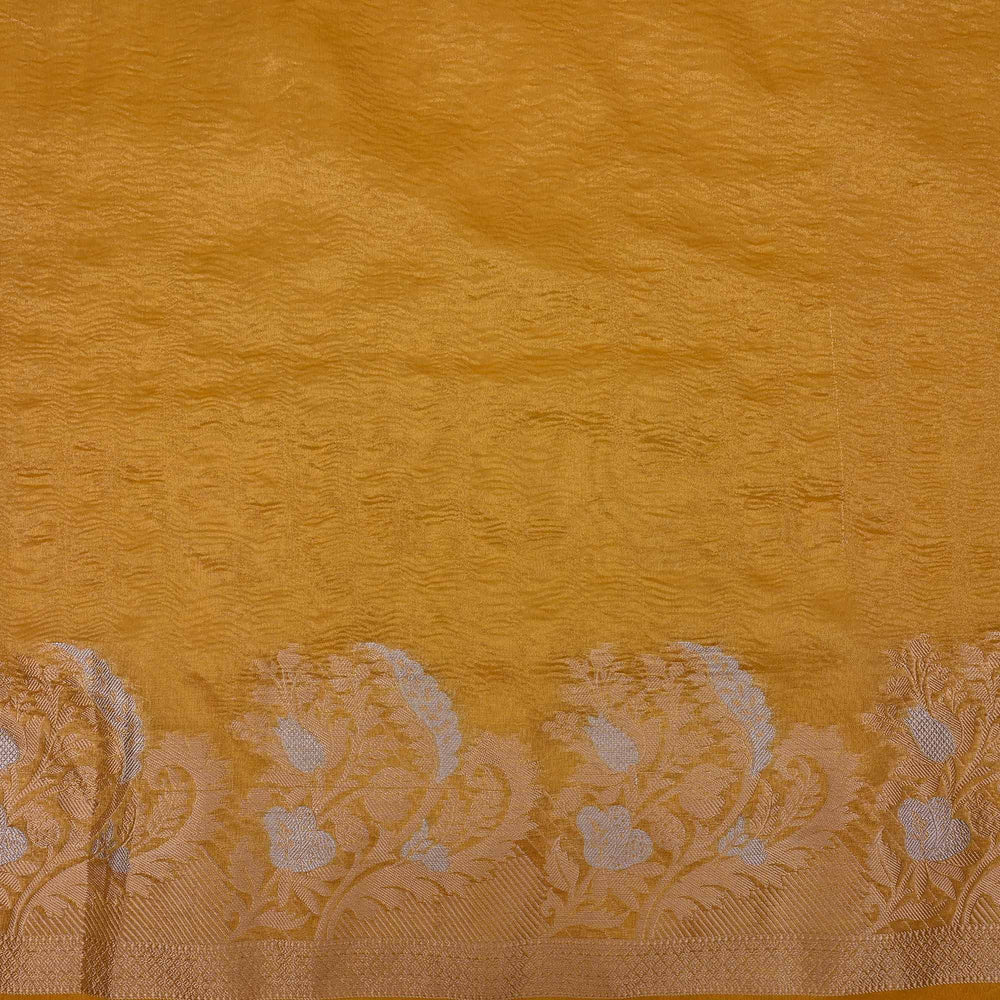 Sunset Gold Tissue Fabric With Floral Border