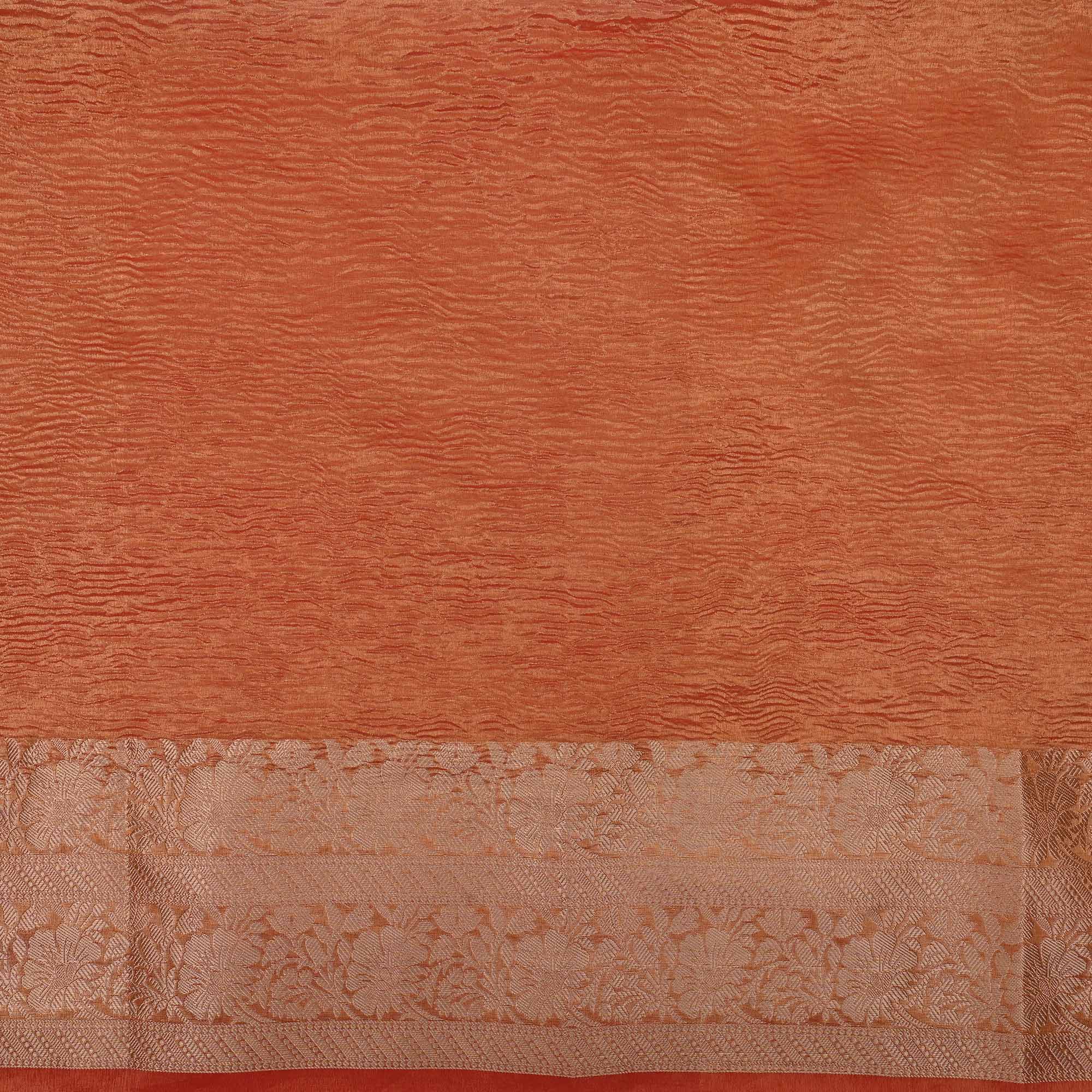 Dusty Orange Tissue Fabric With Floral Border