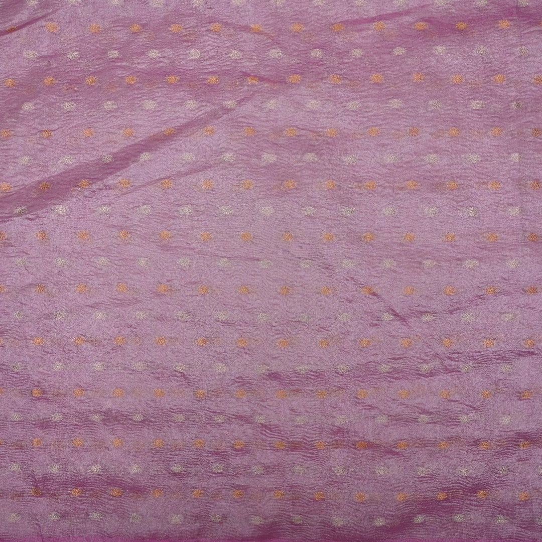 Plum Purple Tissue Fabric With Zari Butti