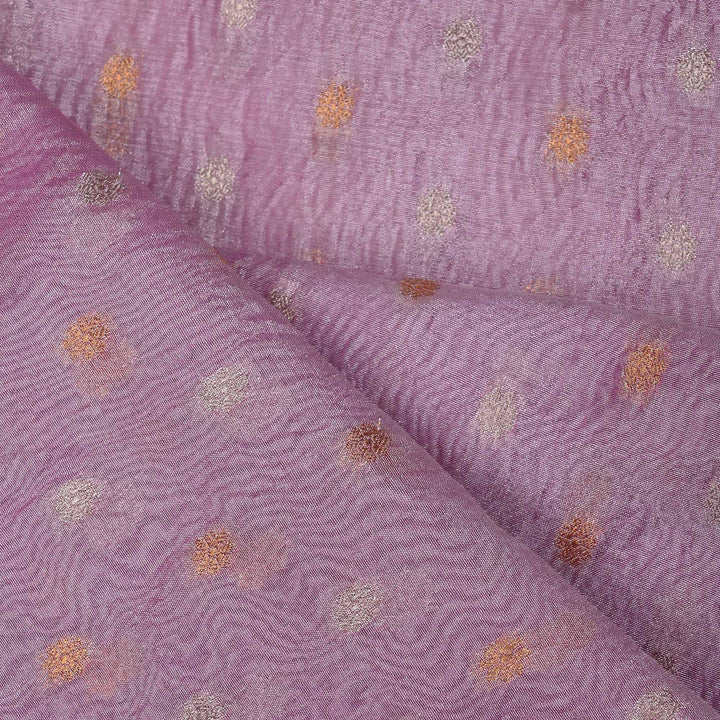 Plum Purple Tissue Fabric With Zari Butti