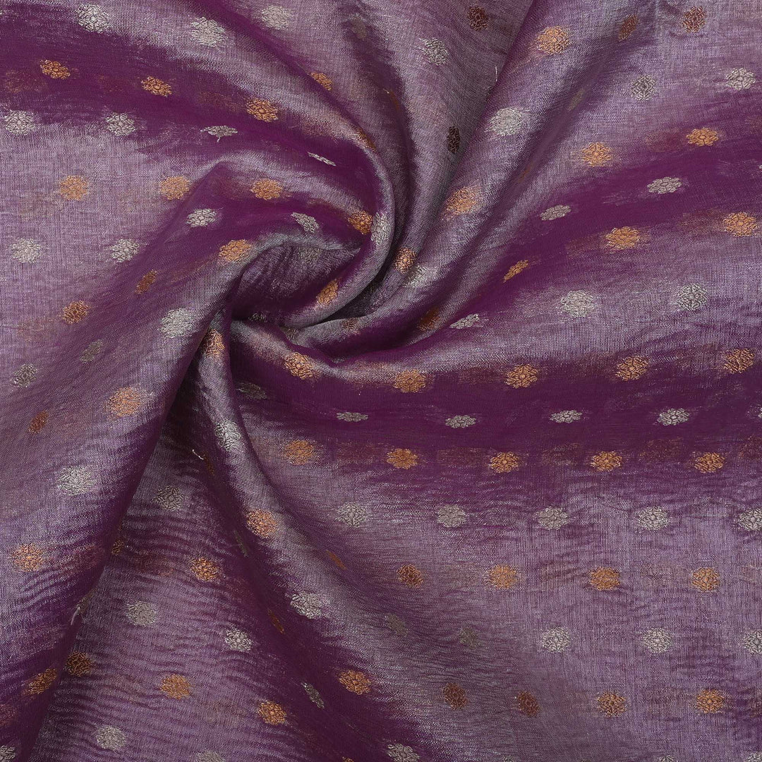 Heather Purple Tissue Fabric With Zari Butti