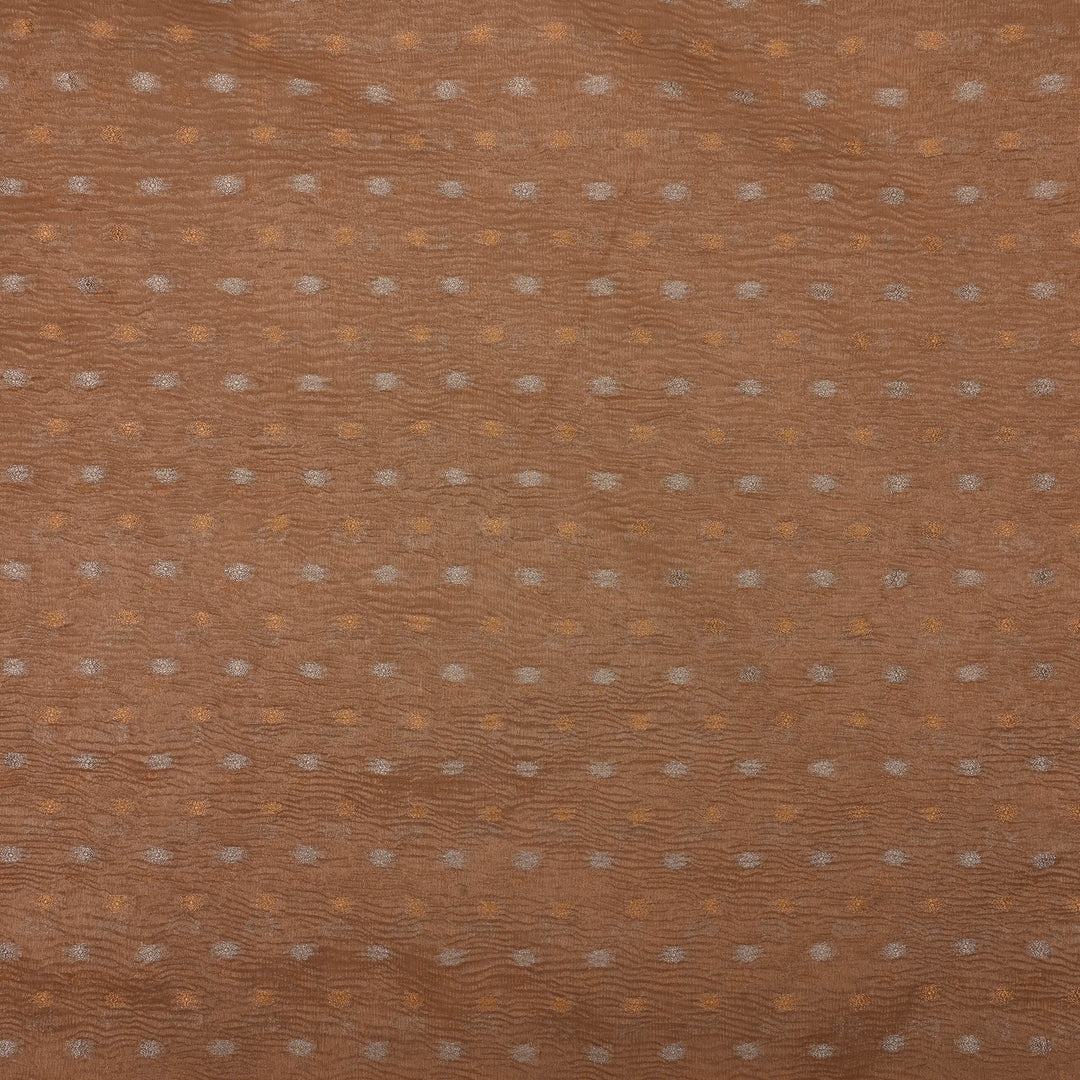 Sunrise Orange Tissue Fabric With Zari Butti