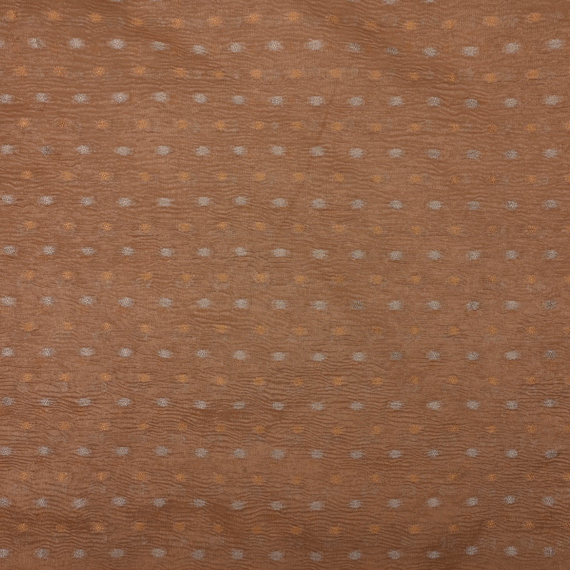 Sunrise Orange Tissue Fabric With Zari Butti