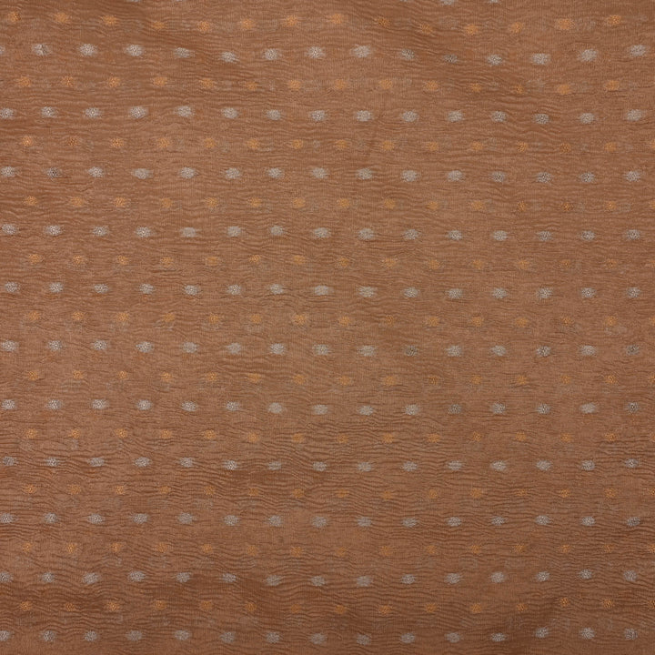 Sunrise Orange Tissue Fabric With Zari Butti