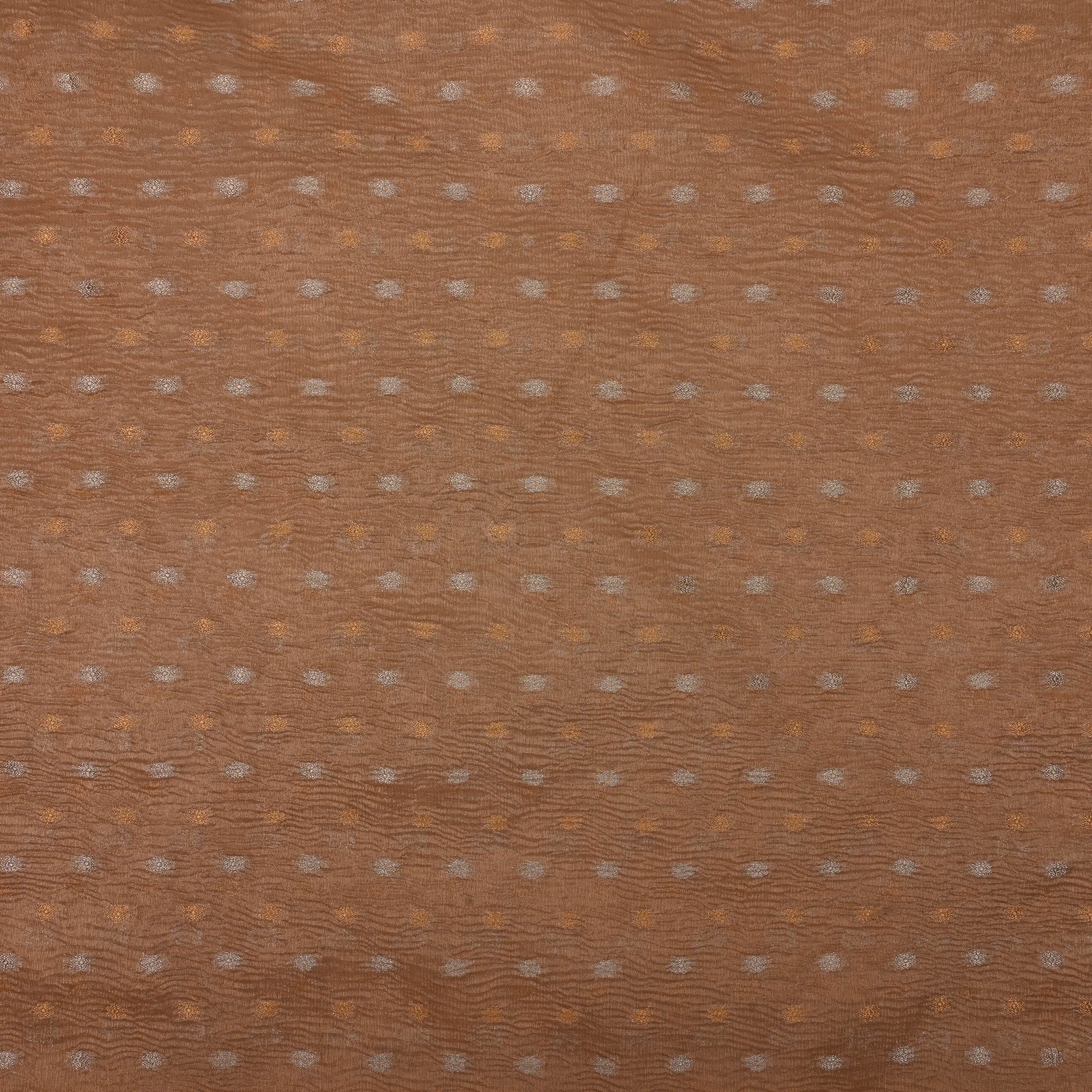 Sunrise Orange Tissue Fabric With Zari Butti