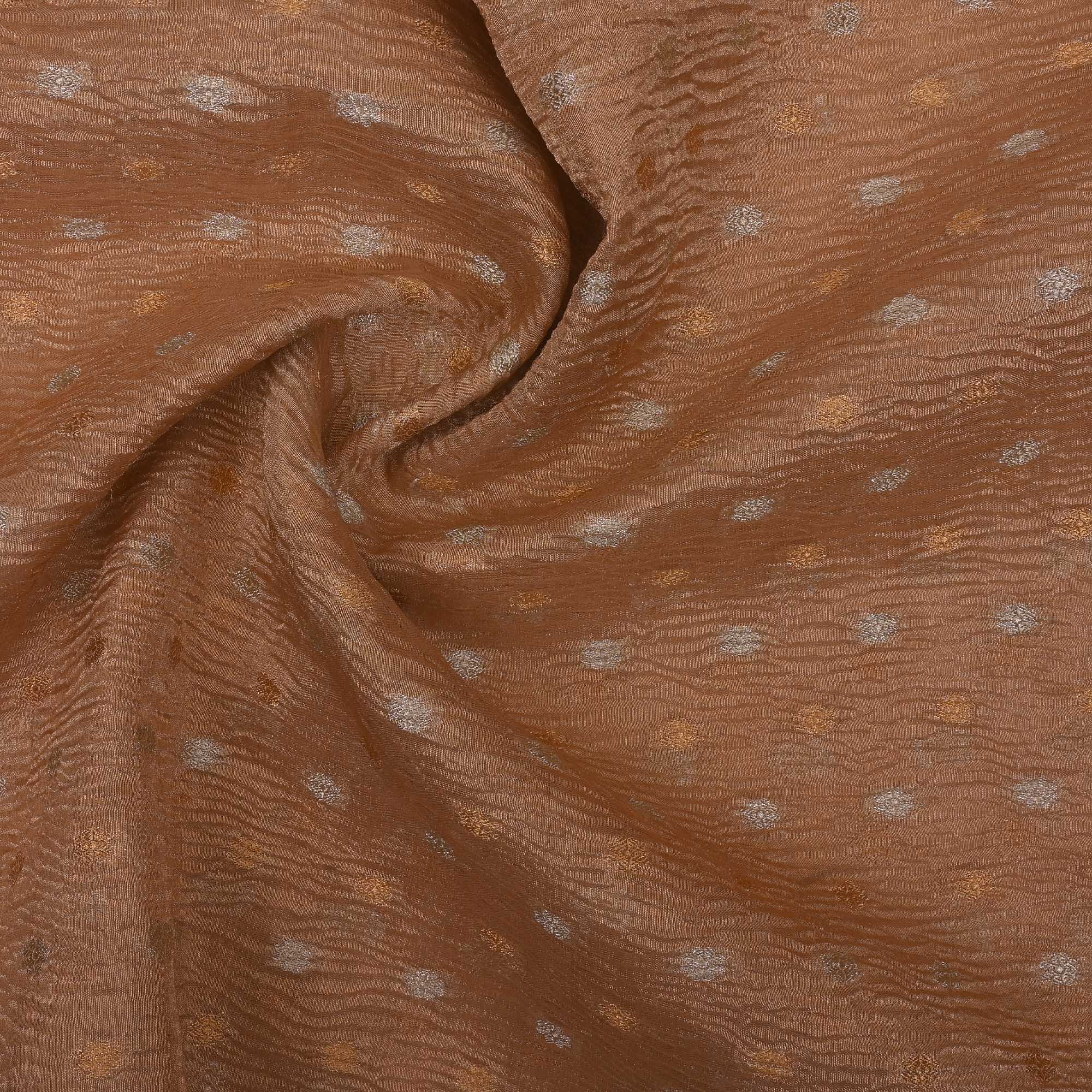 Sunrise Orange Tissue Fabric With Zari Butti