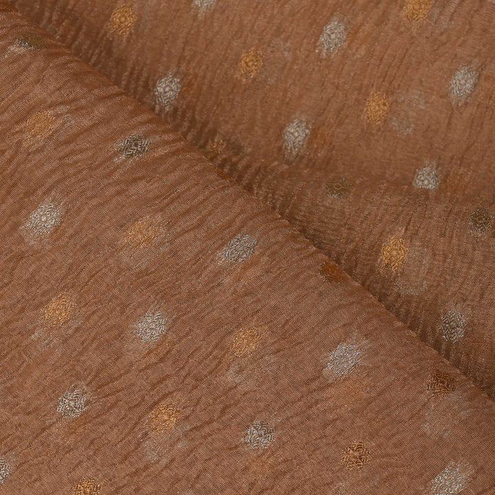 Sunrise Orange Tissue Fabric With Zari Butti