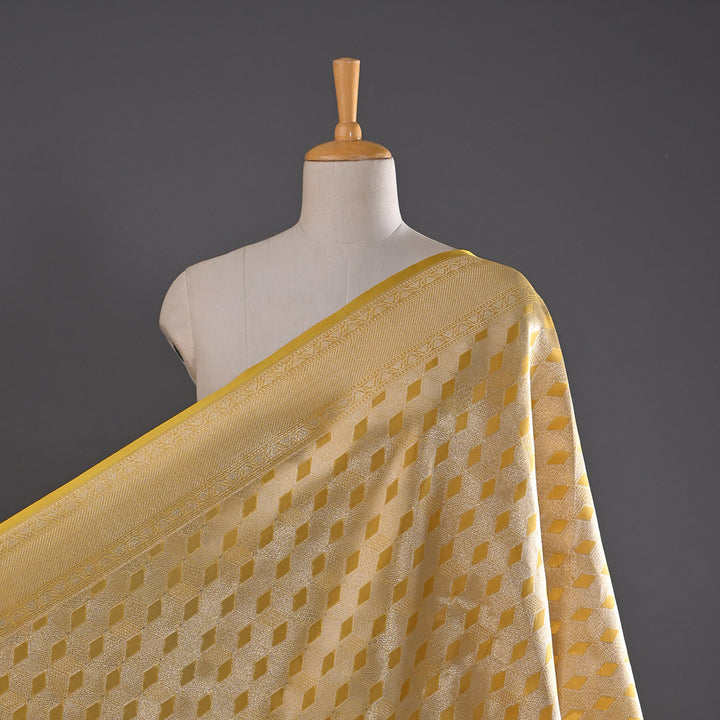 Dijon Yellow Banarasi Silk Fabric In Geometrical Pattern