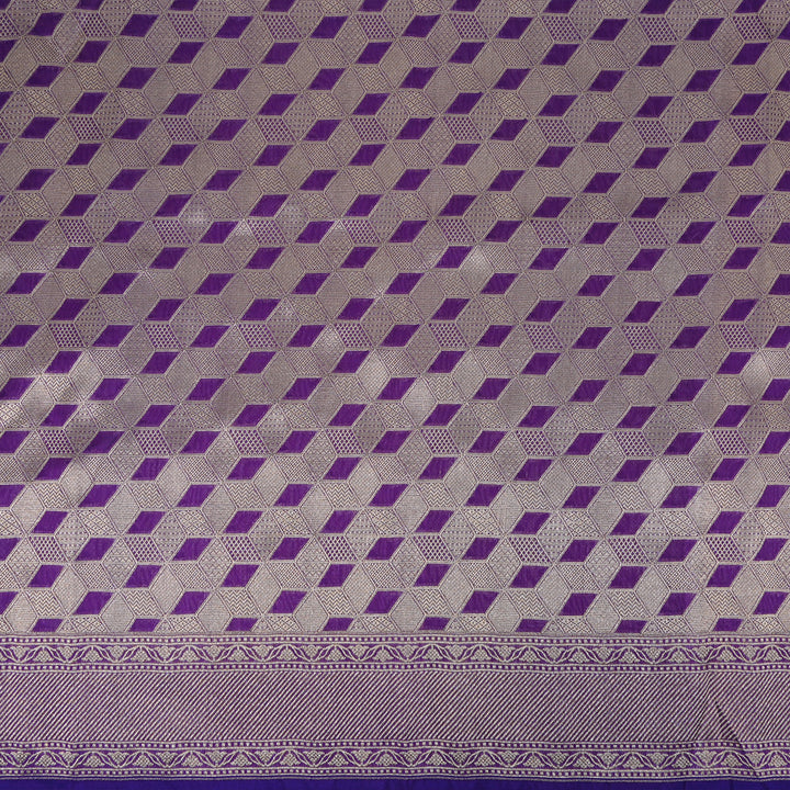 Eminence Purple Banarasi Silk Fabric In Geometrical Pattern