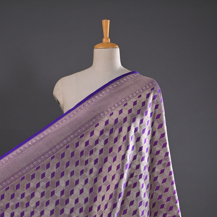 Eminence Purple Banarasi Silk Fabric In Geometrical Pattern