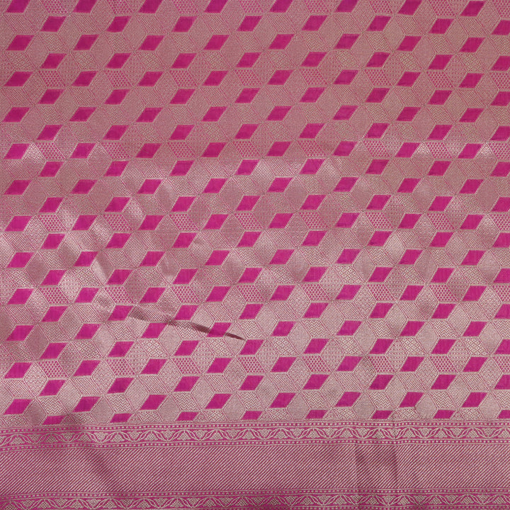 Blush Pink Banarasi Silk Fabric In Geometrical Pattern