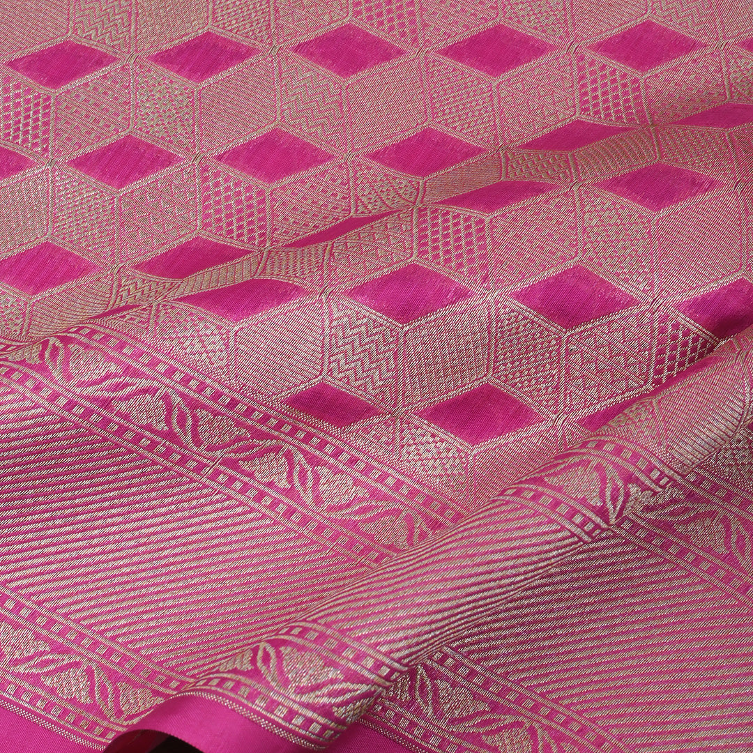 Blush Pink Banarasi Silk Fabric In Geometrical Pattern