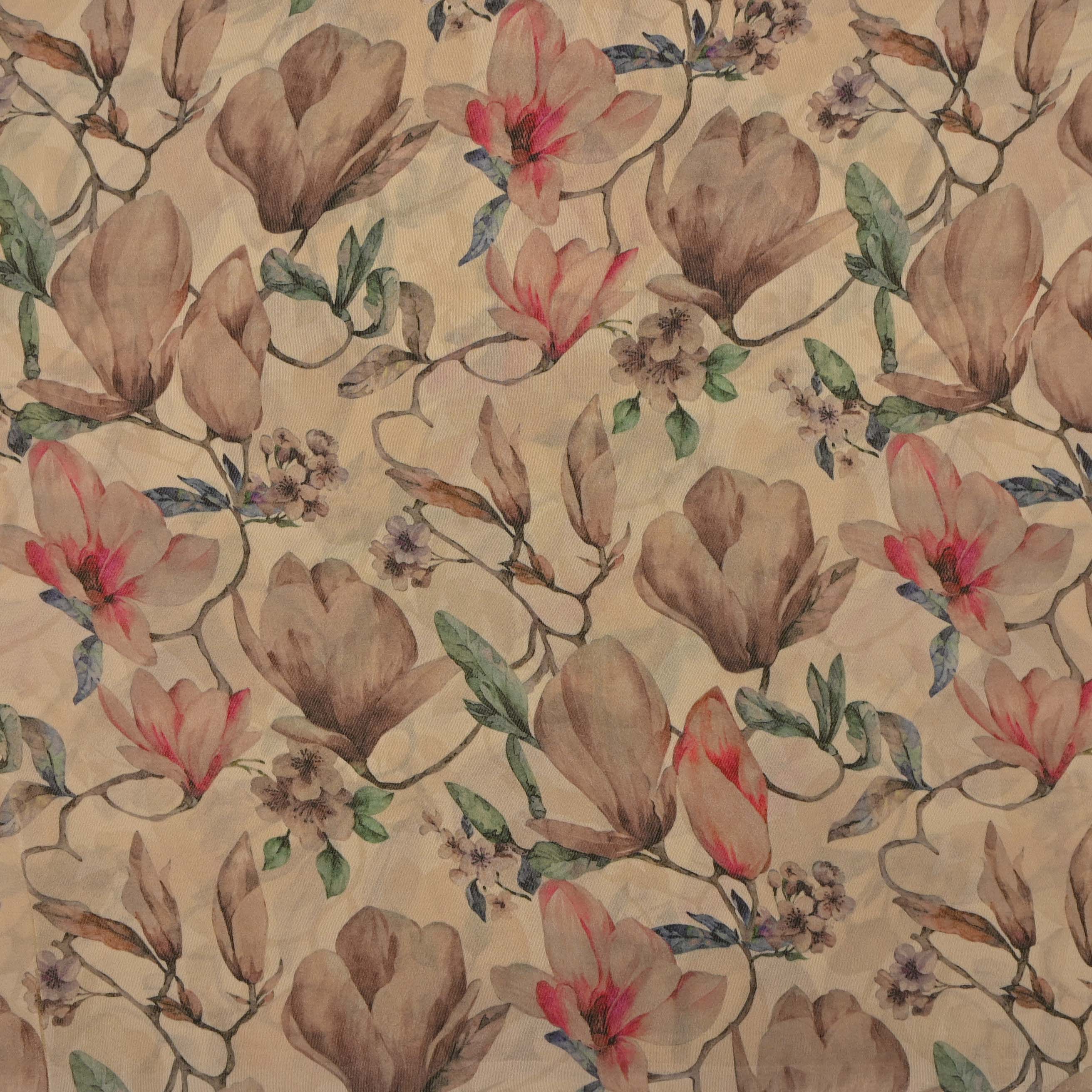 Mocassin Yellow Printed Tissue Floral Fabric