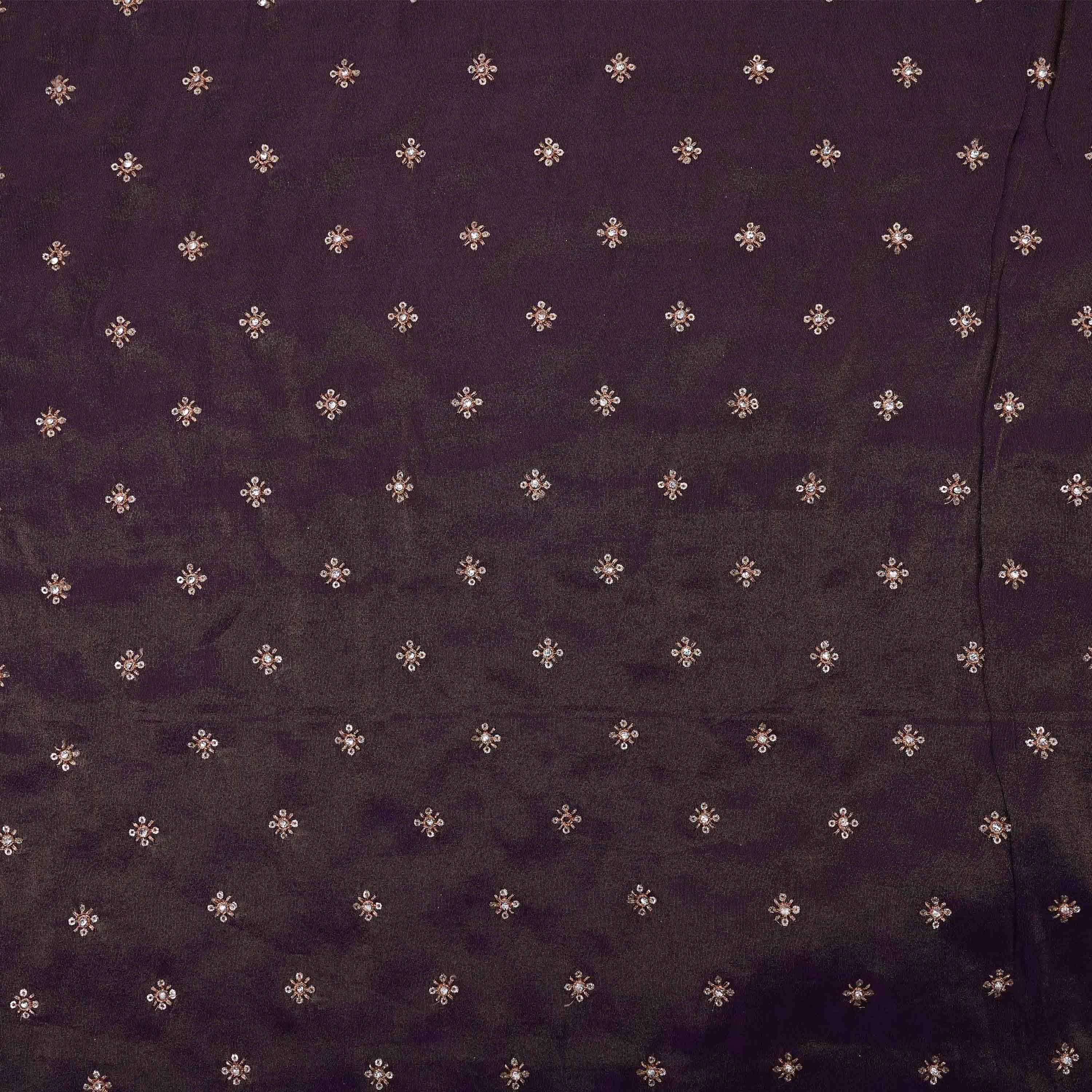 Dark Purple Tissue Fabric With Embroidery