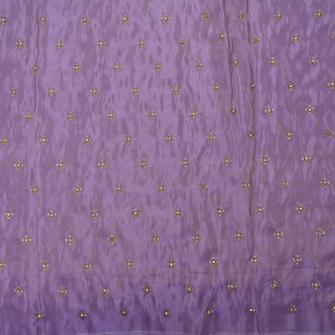 Mauve Purple Tissue Fabric With Embroidery