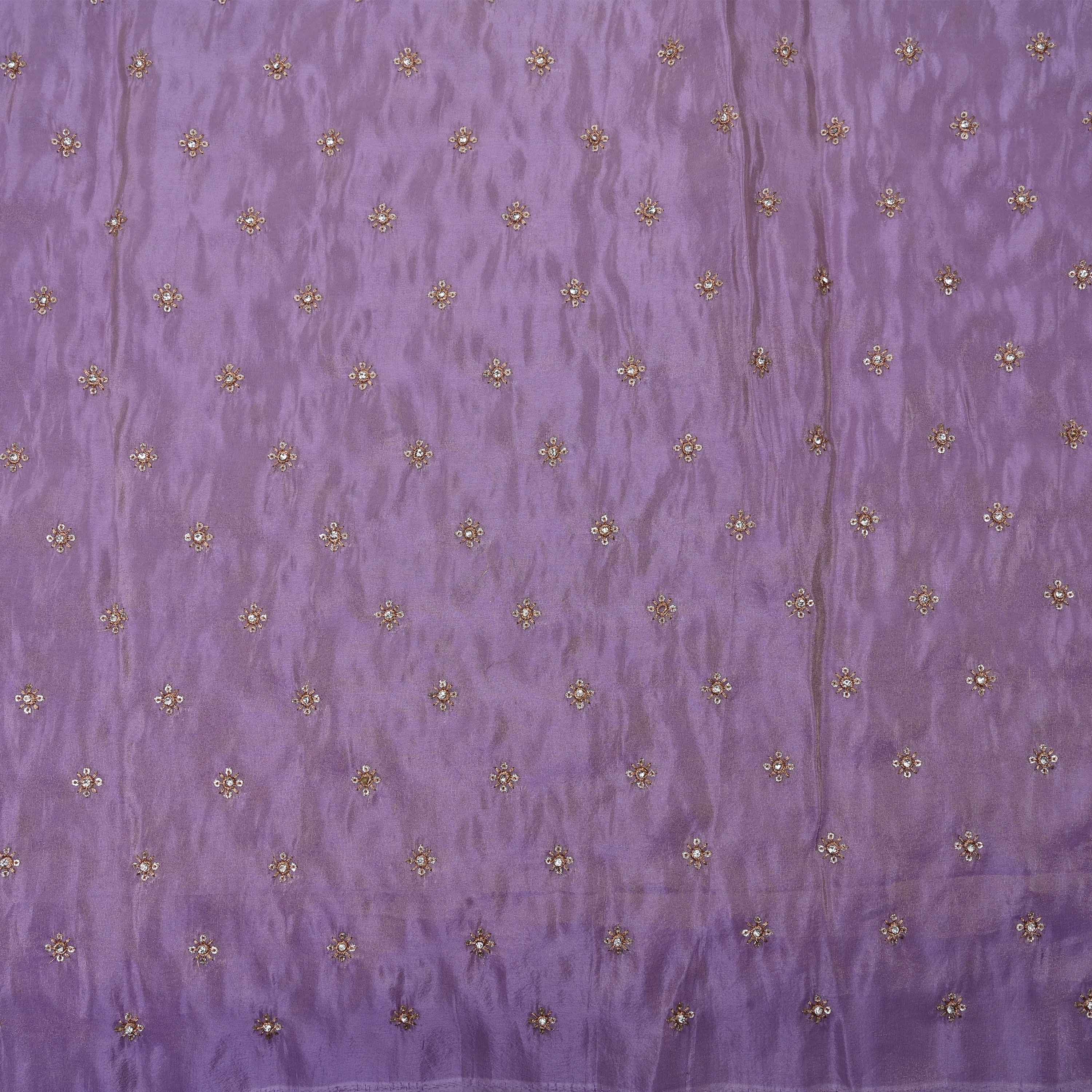 Mauve Purple Tissue Fabric With Embroidery