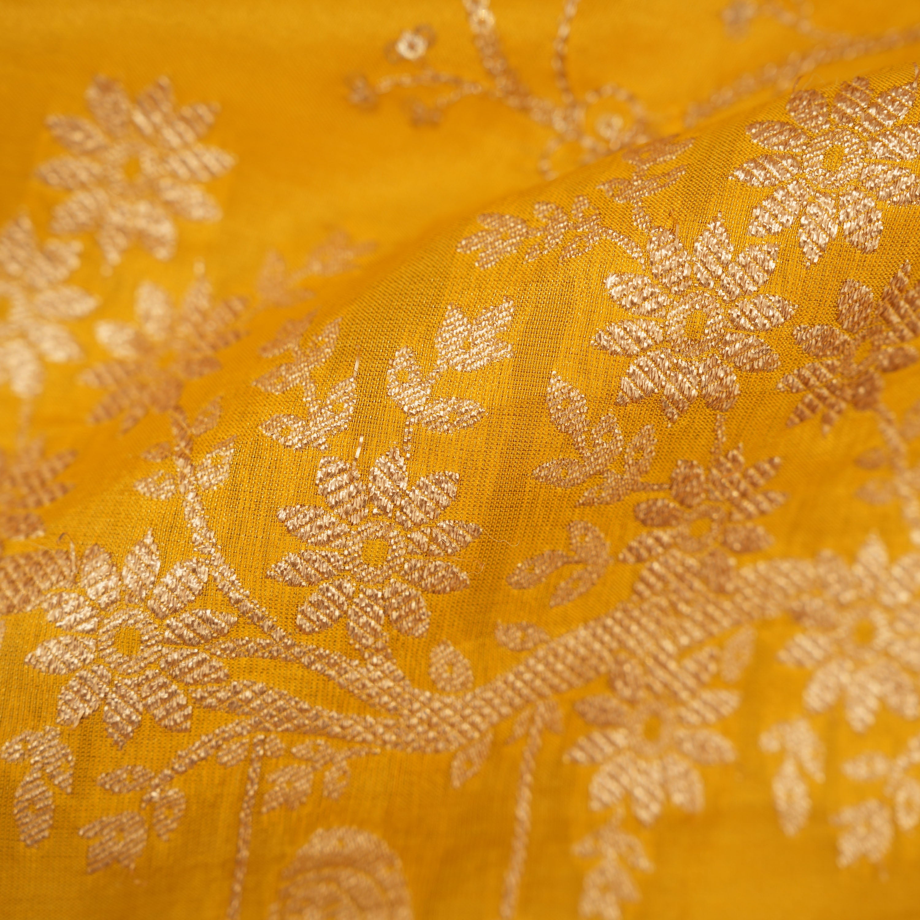 Watermelon Pink Zari Swing Motif On Tissue Fabric