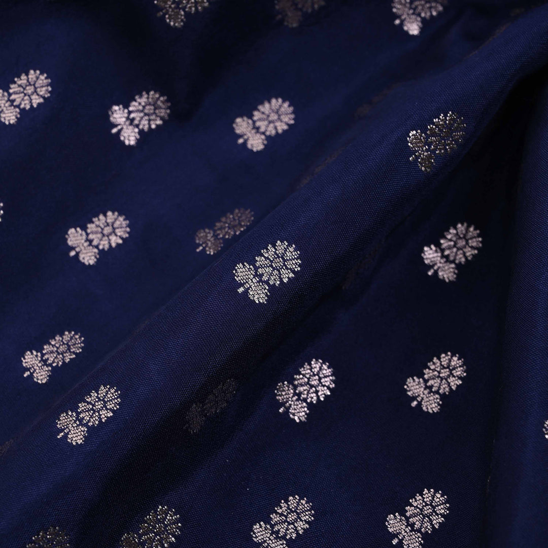 Broncos Blue Banarasi Butti Fabric