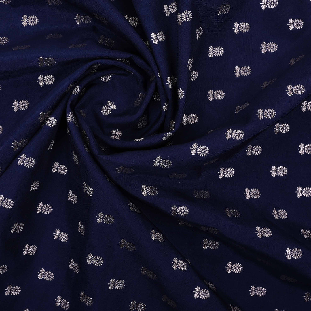 Broncos Blue Banarasi Butti Fabric