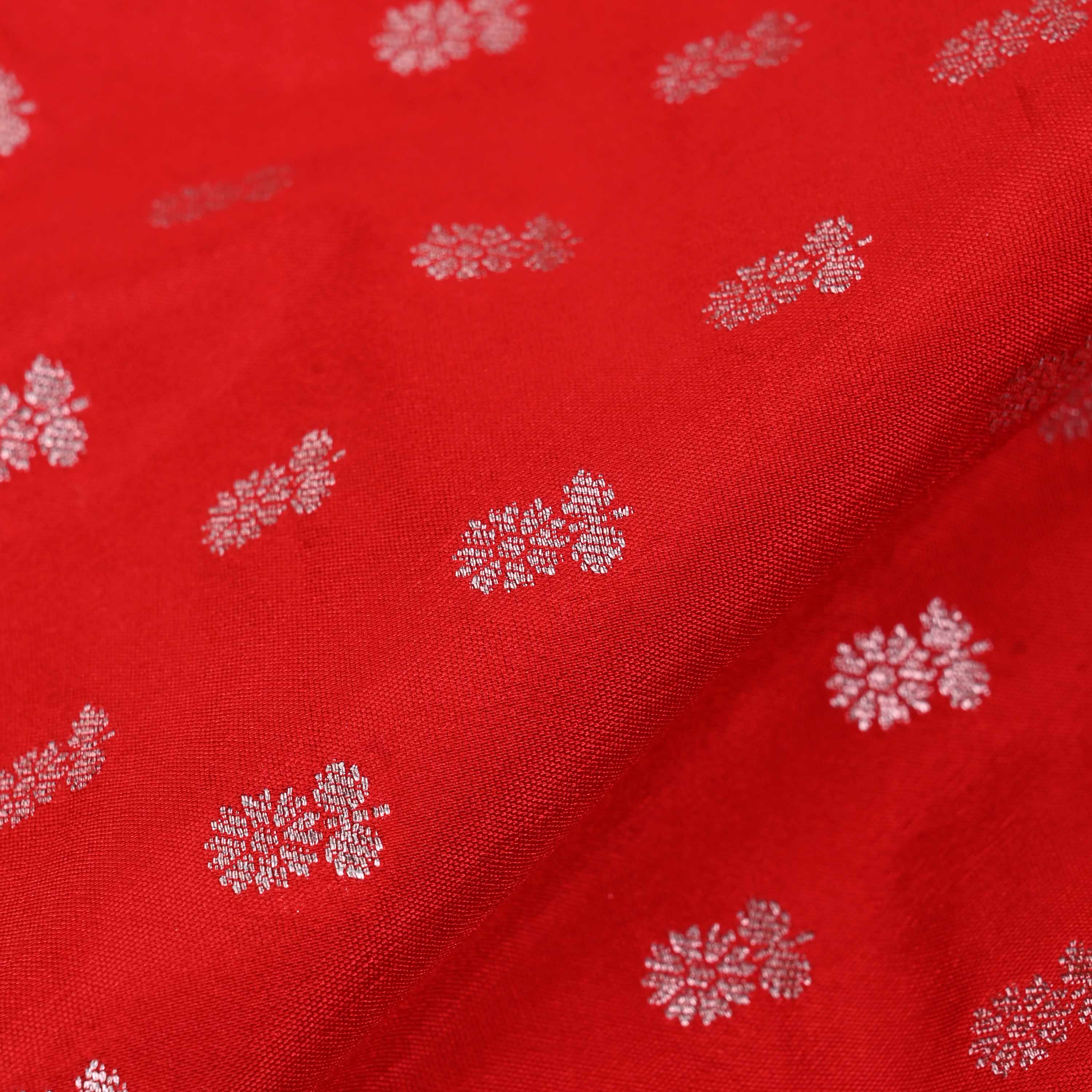 Scarlet Red Banarasi Butti Fabric