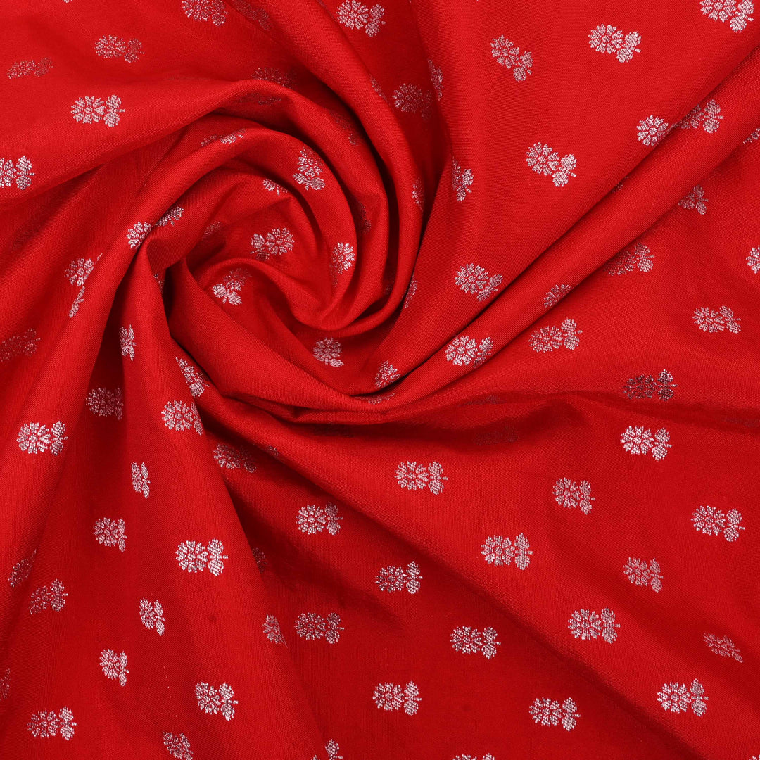 Scarlet Red Banarasi Butti Fabric