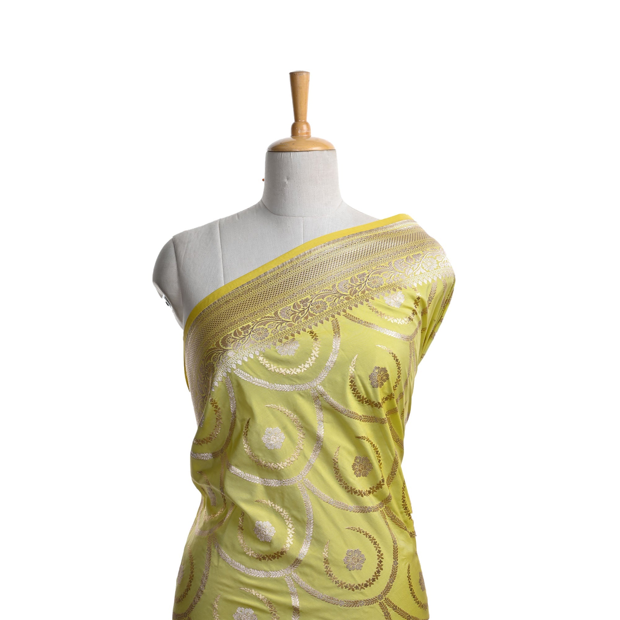 Pista Green Banarasi Floral Fabric