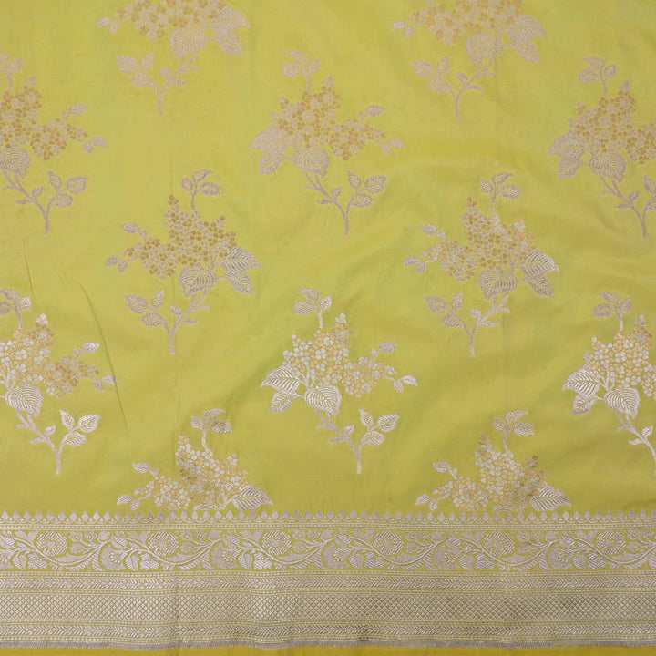 Chinese Green Banarasi Butta Fabric With Border