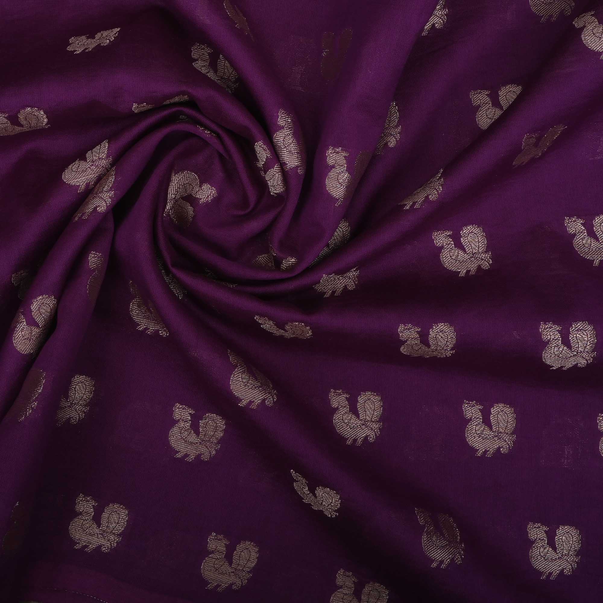 Deep Purple Chanderi Fabric With Zari Weave