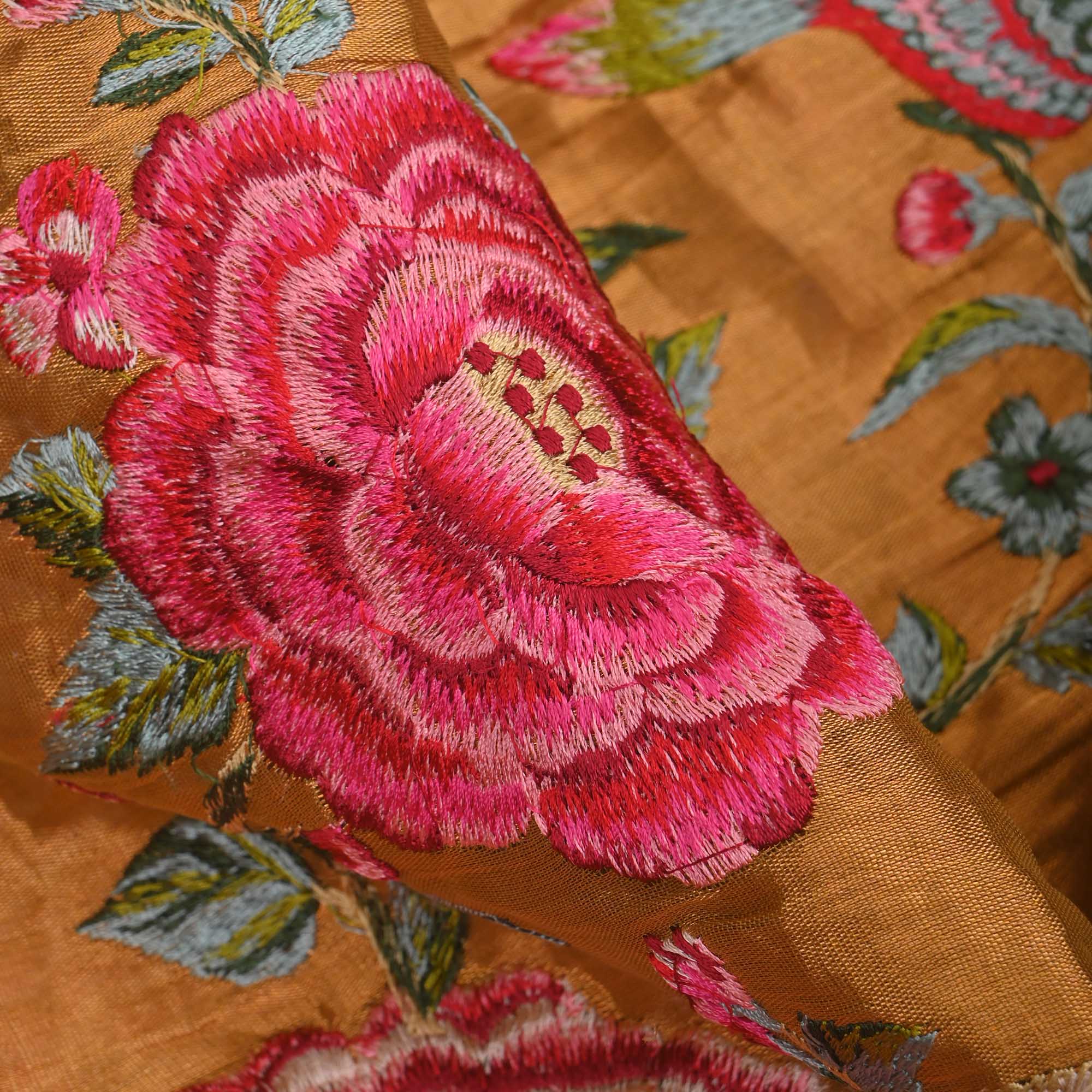 Inca Gold Embroidered Kanchi Fabric