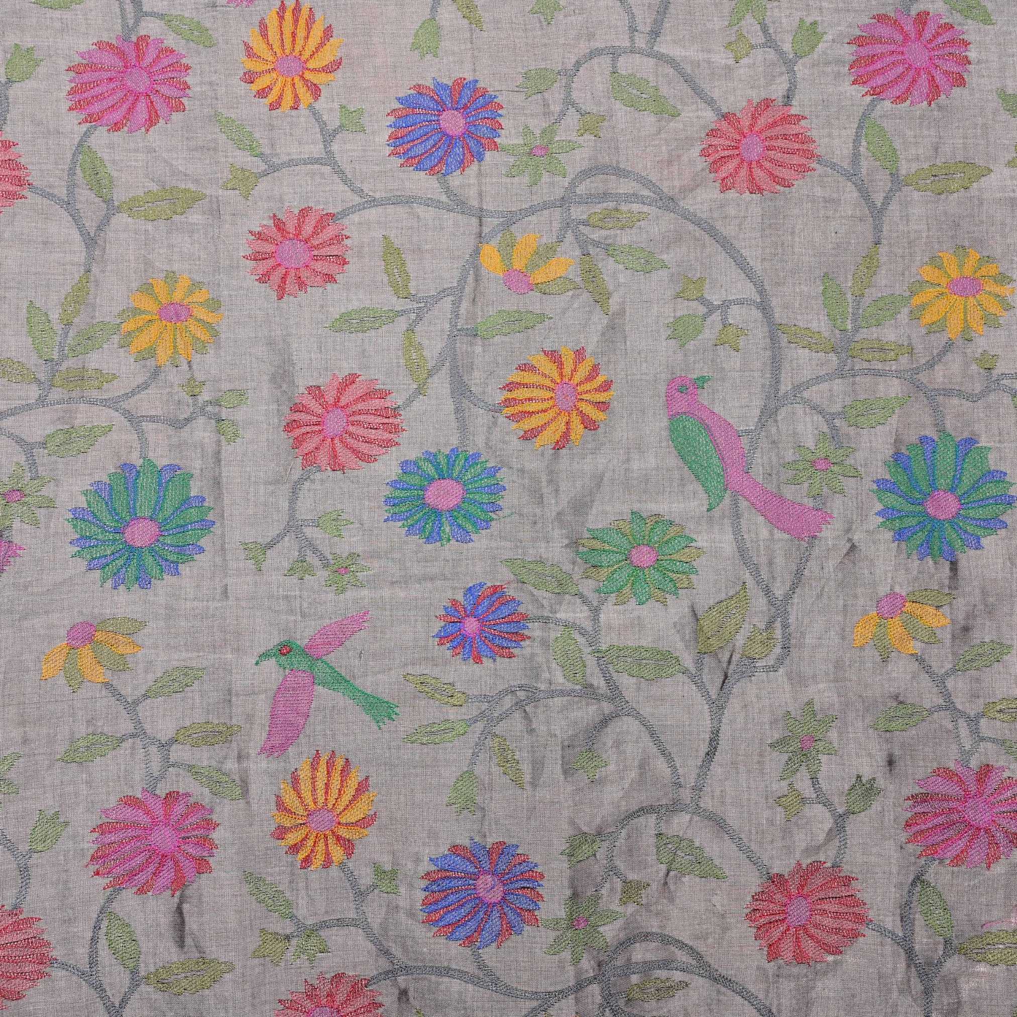 French Pink Tissue Fabric With Embroidery