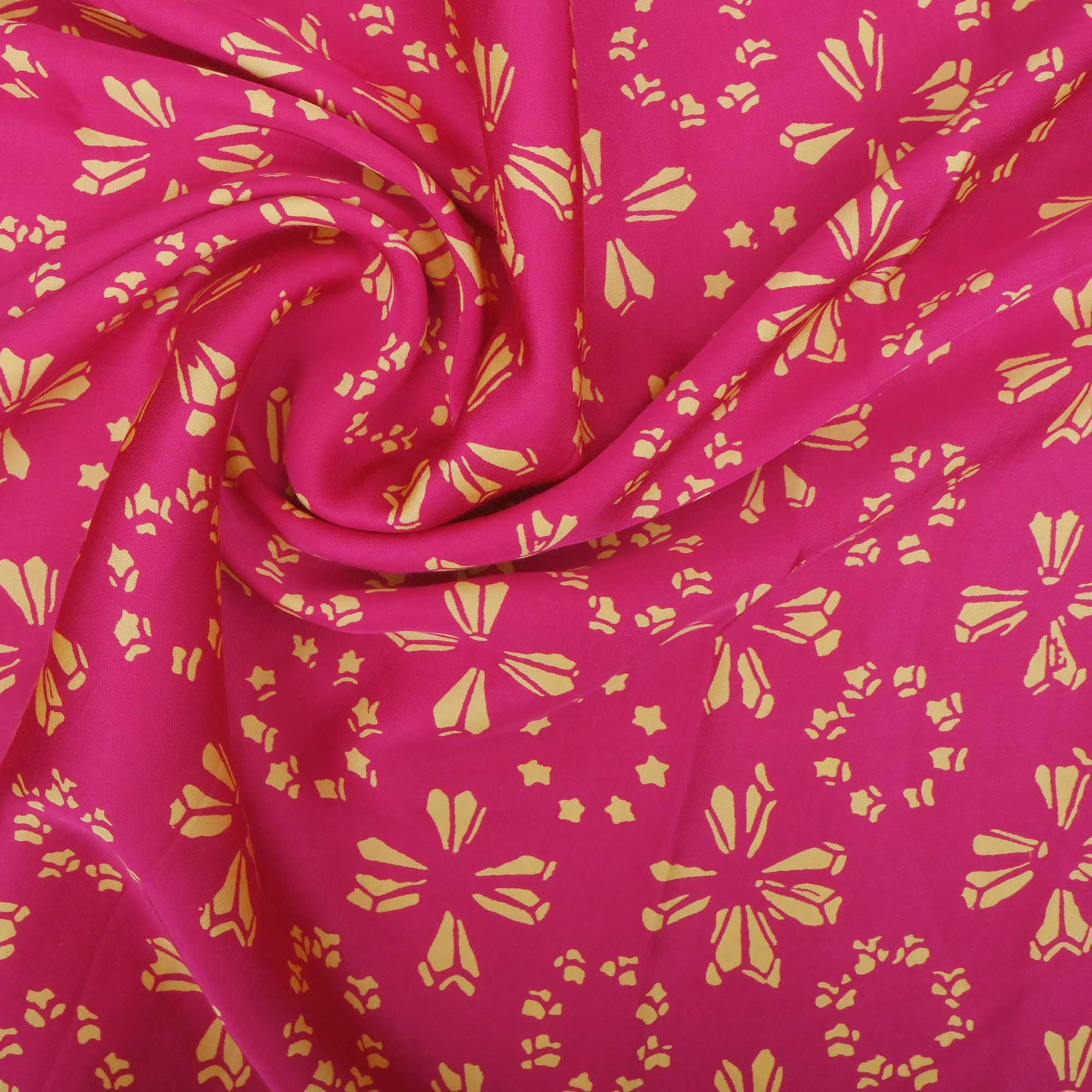 Ruby Pink Printed Satin Fabric