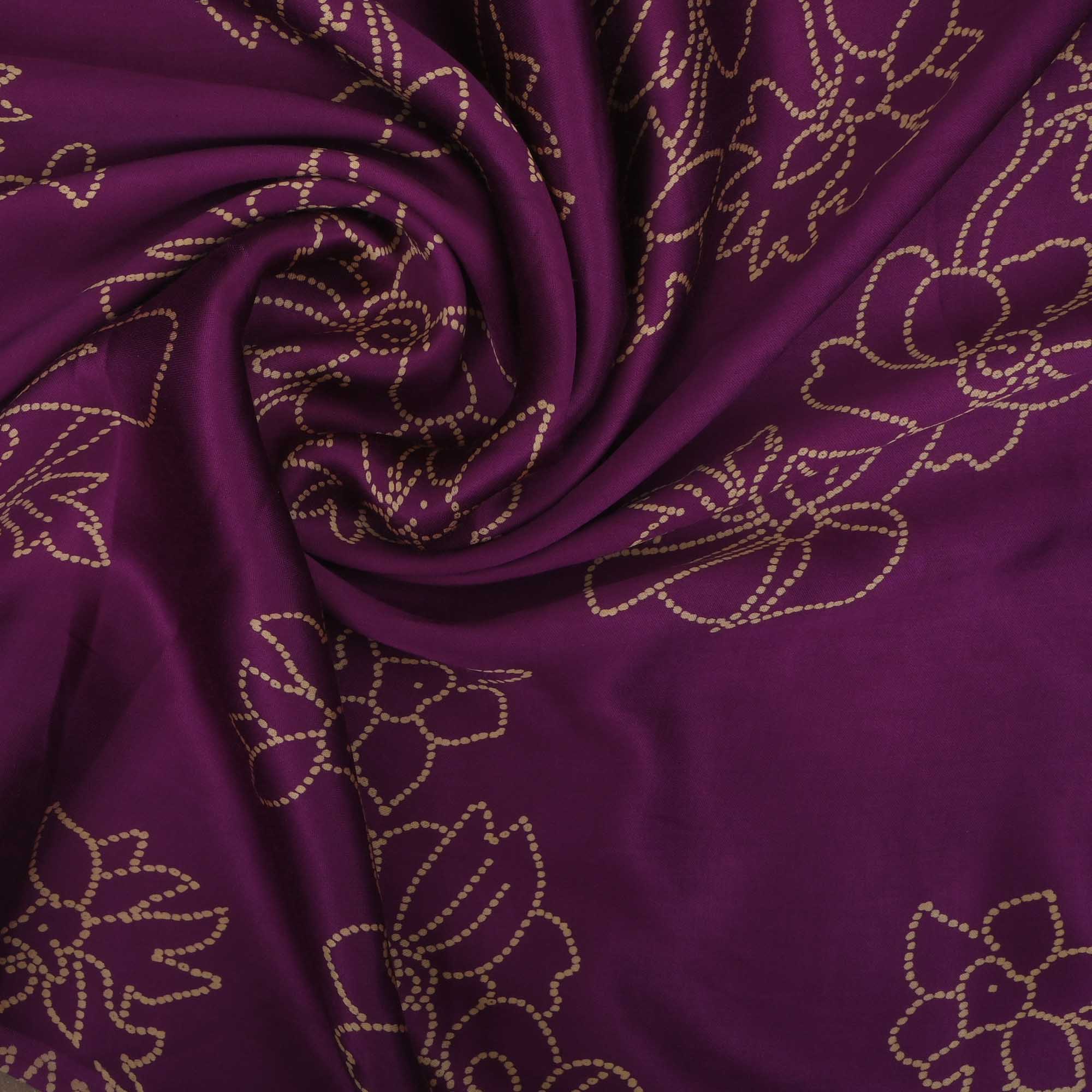 Royal Purple Printed Satin Fabric