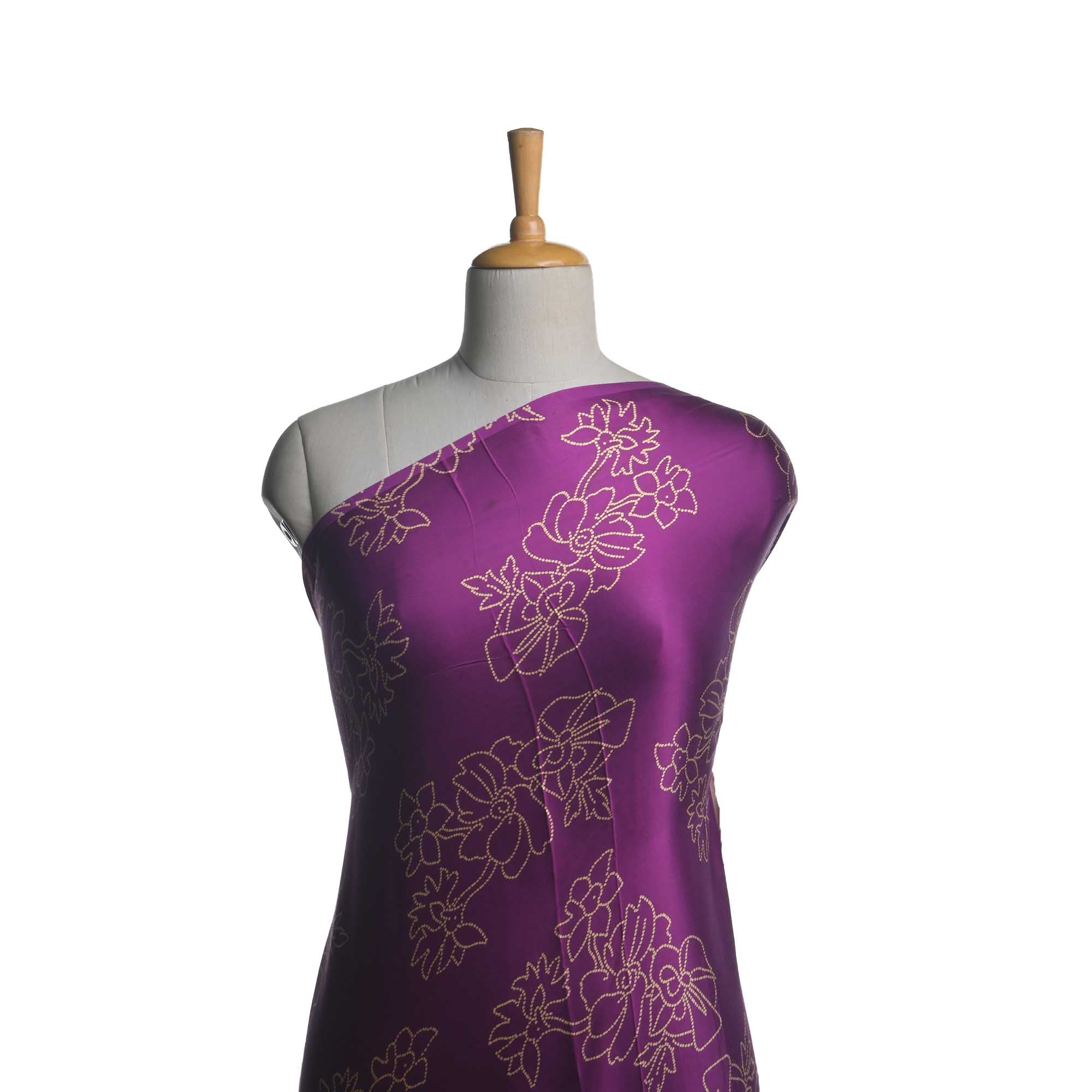 Royal Purple Printed Satin Fabric