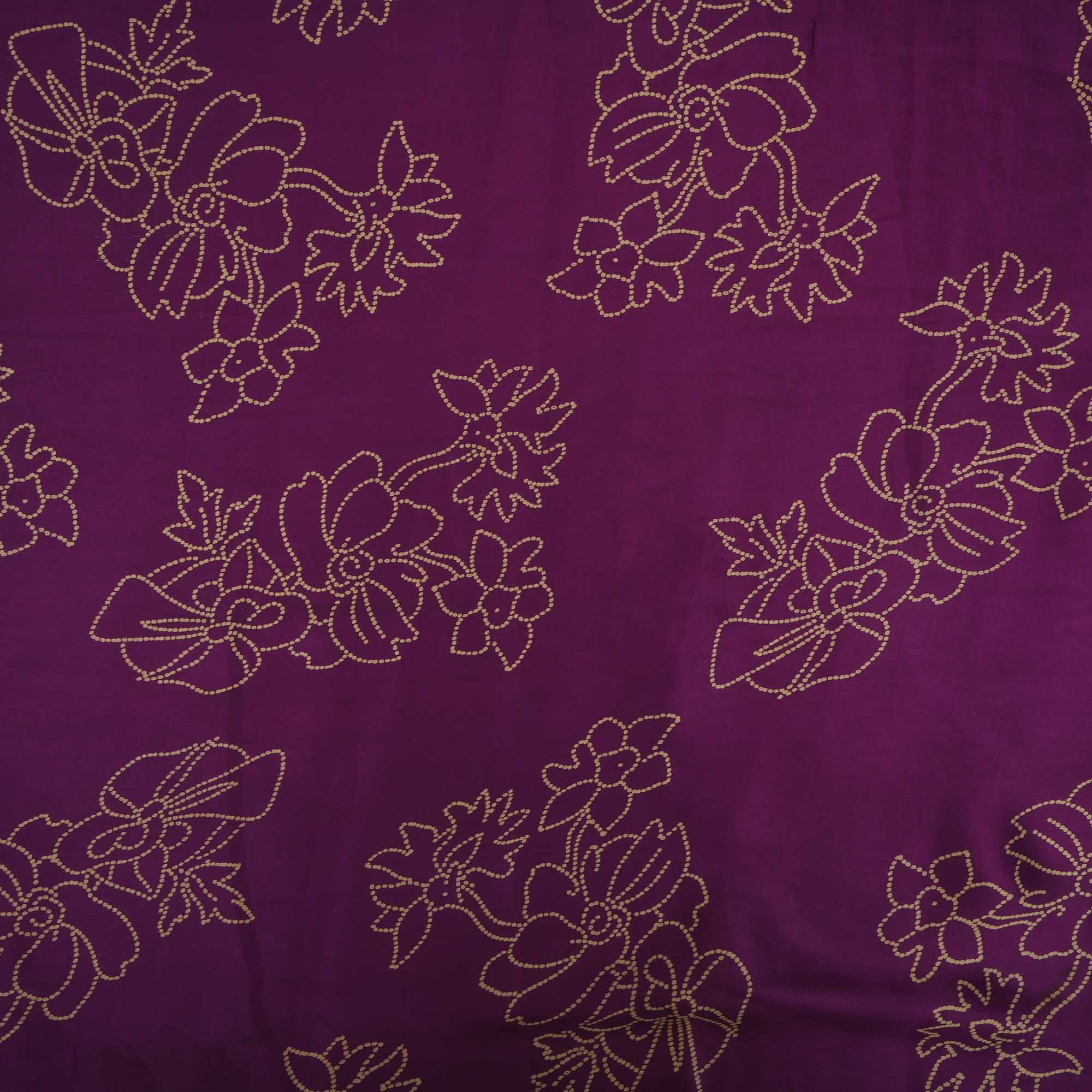 Royal Purple Printed Satin Fabric