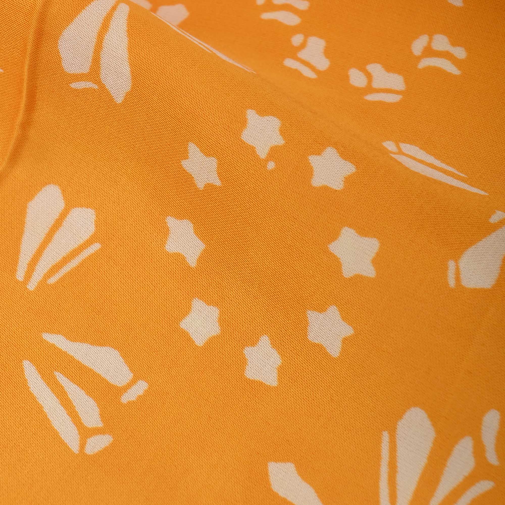 Bright Orange Printed Satin Fabric