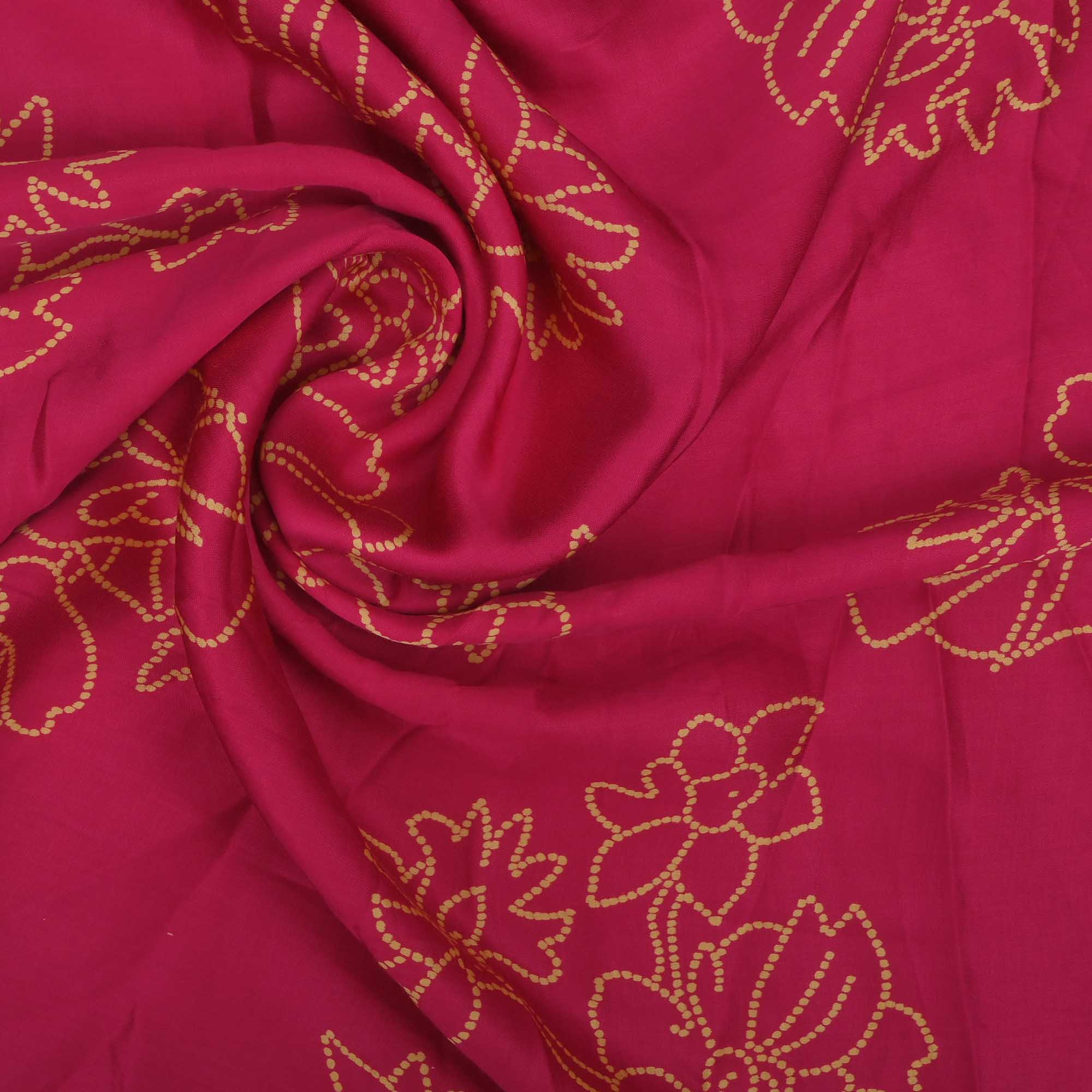 Ruby Pink Printed Floral Organza Fabric