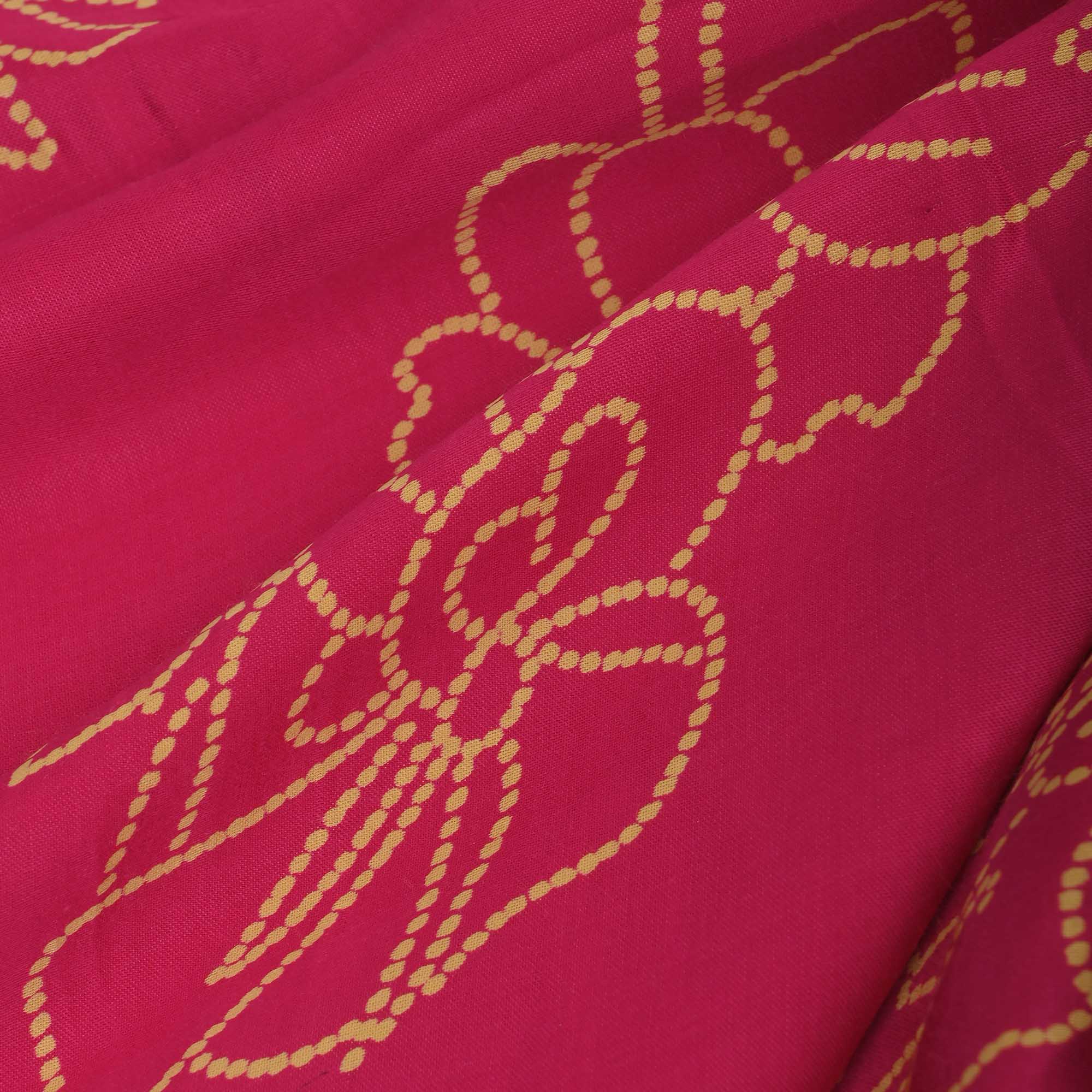 Ruby Pink Printed Floral Organza Fabric