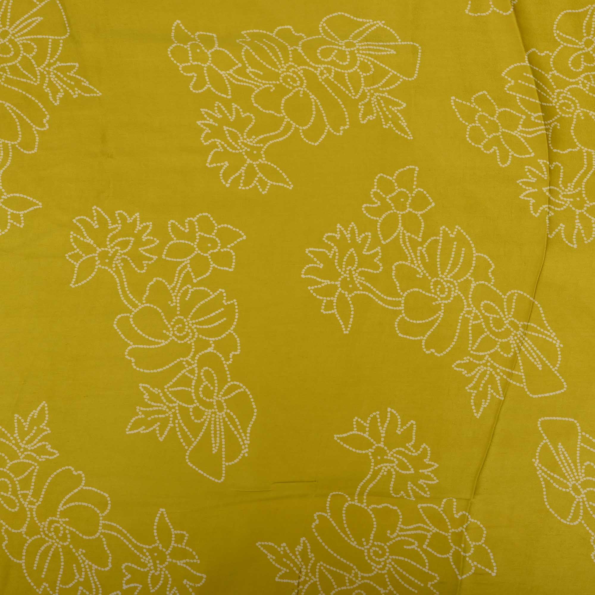 Citrine Green Printed Satin Fabric