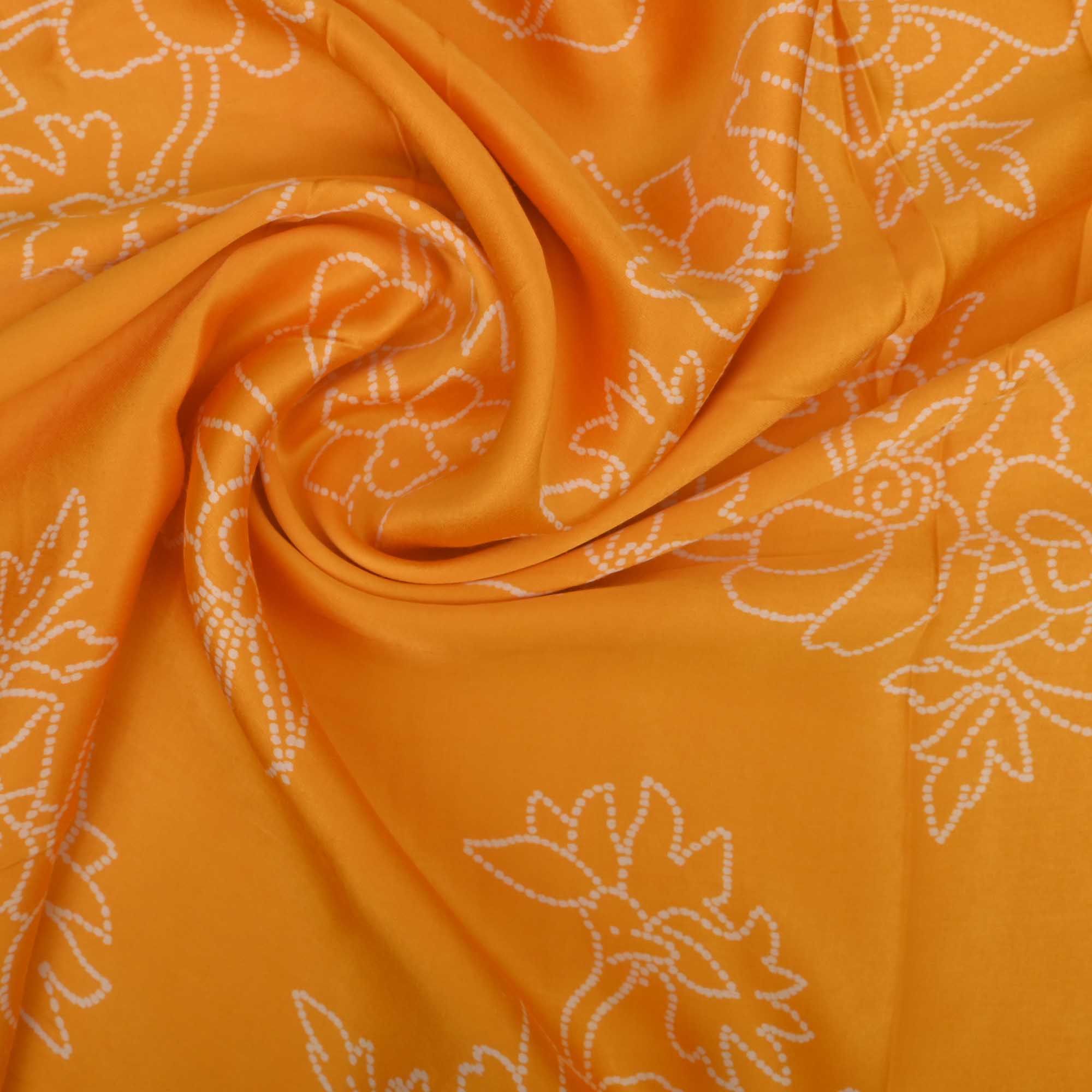 Marigold Orange Printed Satin Fabric