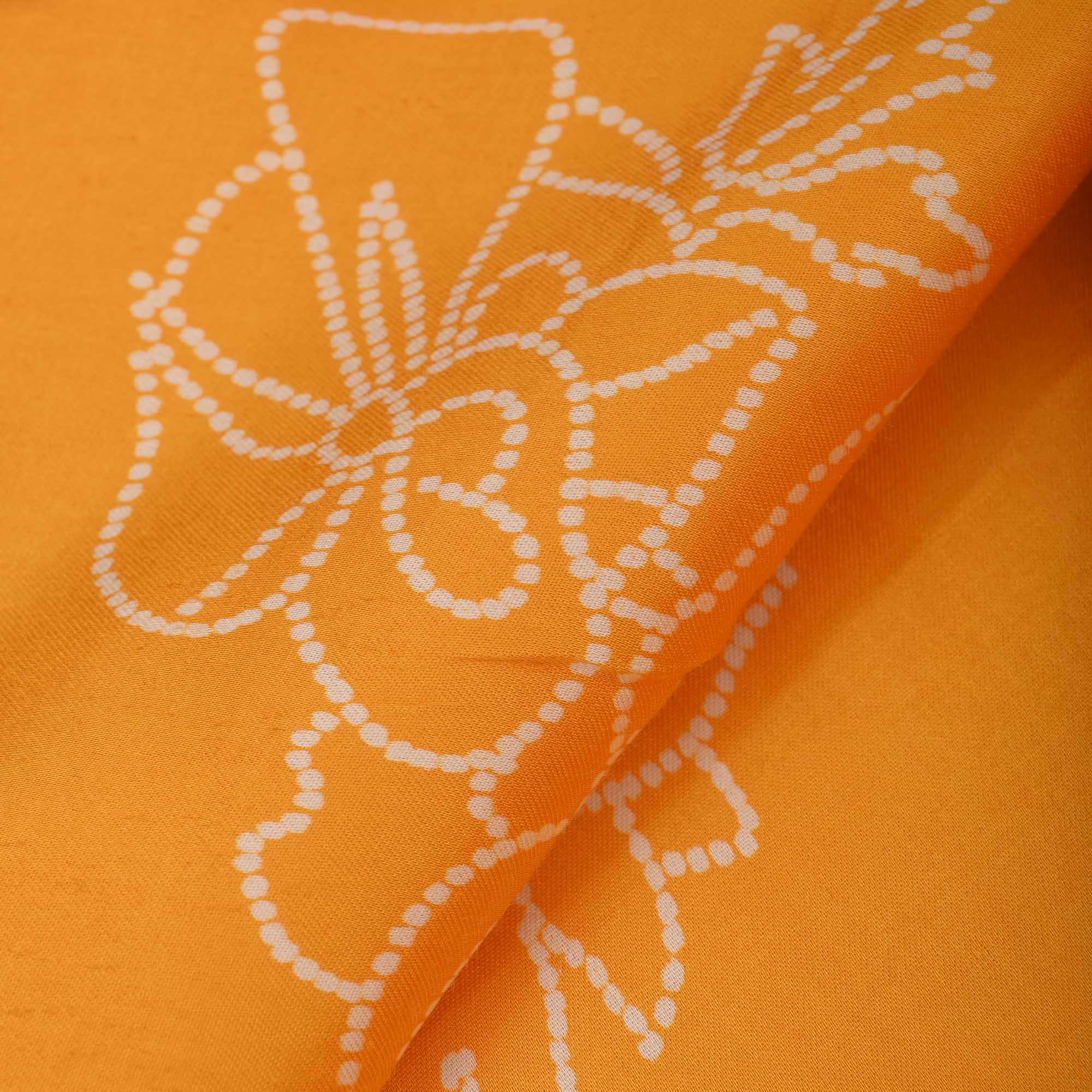 Marigold Orange Printed Satin Fabric