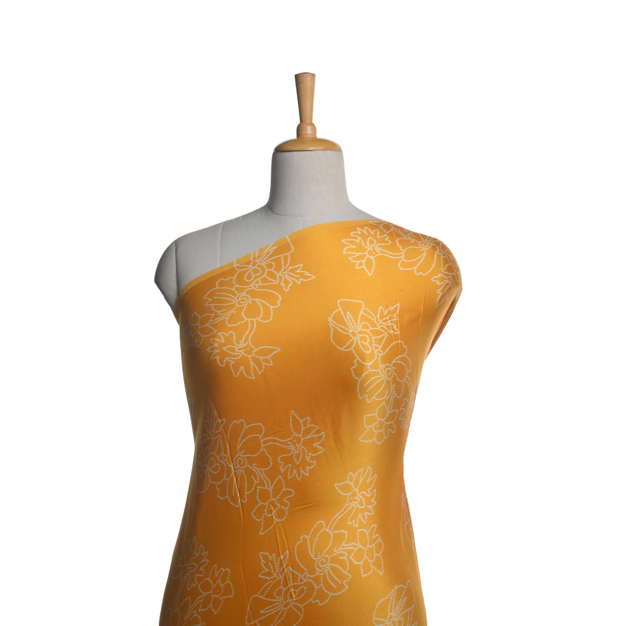 Marigold Orange Printed Satin Fabric