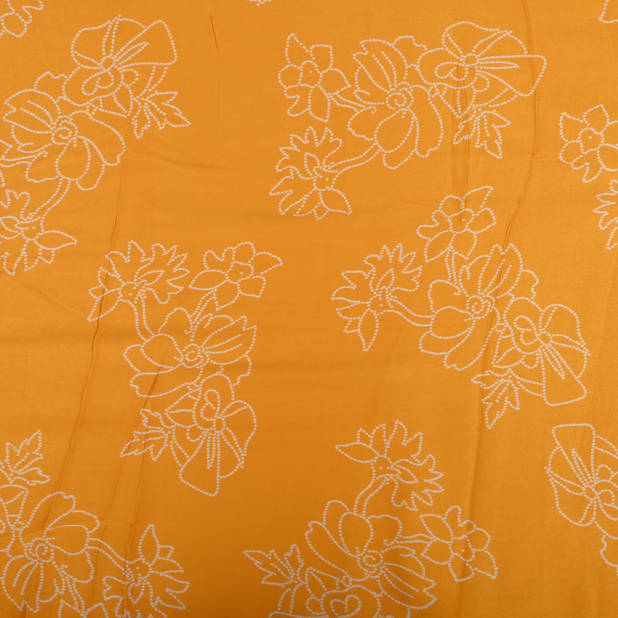 Marigold Orange Printed Satin Fabric